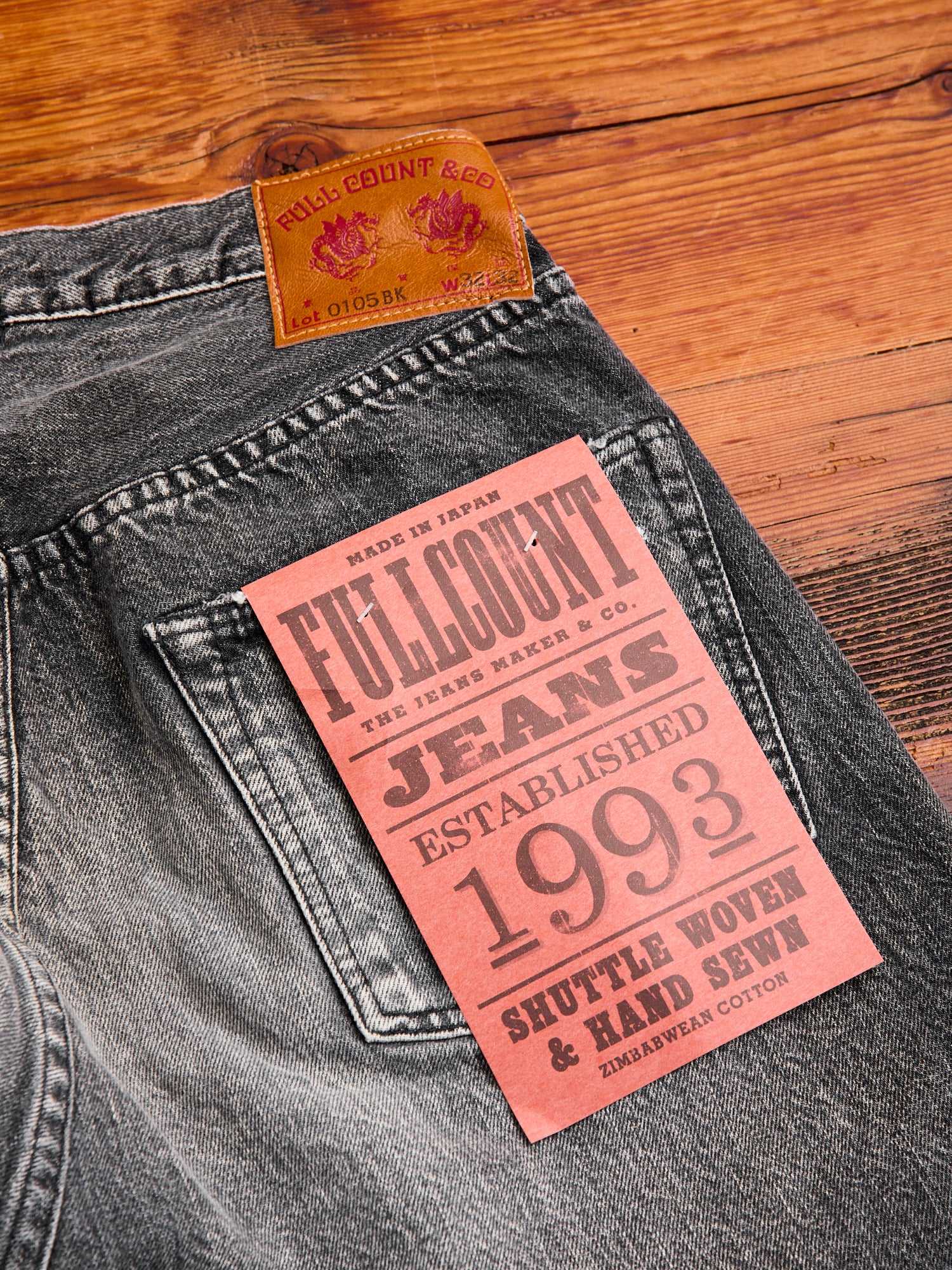 0105BKHW "Dartford" 13.75oz Washed Black Selvedge Denim - Wide Fit - Image 10
