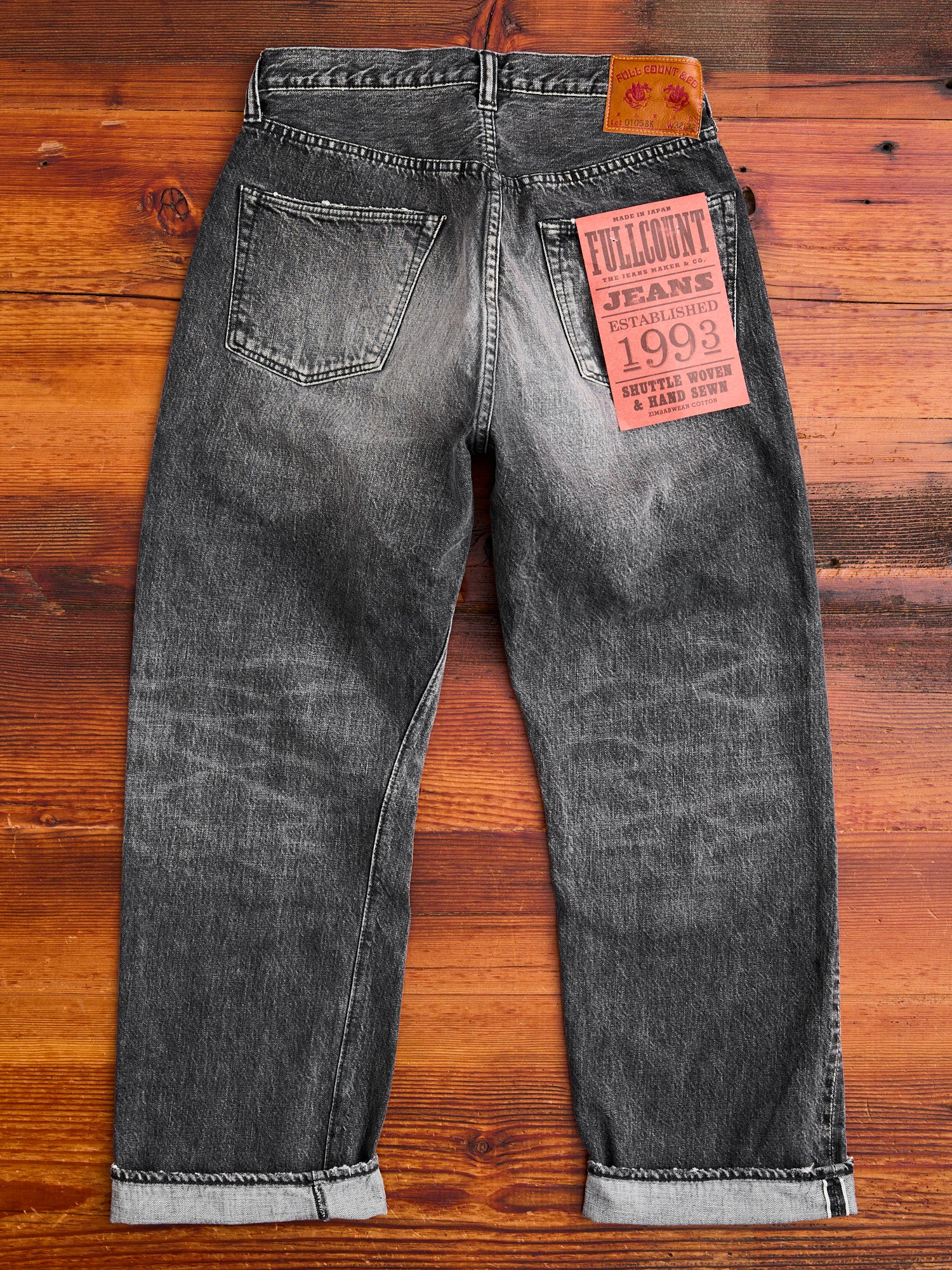 0105BKHW "Dartford" 13.75oz Washed Black Selvedge Denim - Wide Fit - Image 14