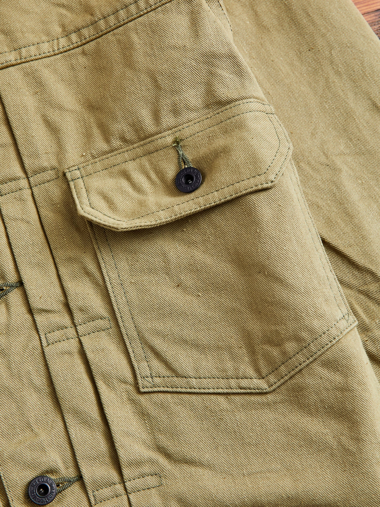 02517-BRD "British Drill" Selvedge Katsuragi Jacket in Beige - Image 4