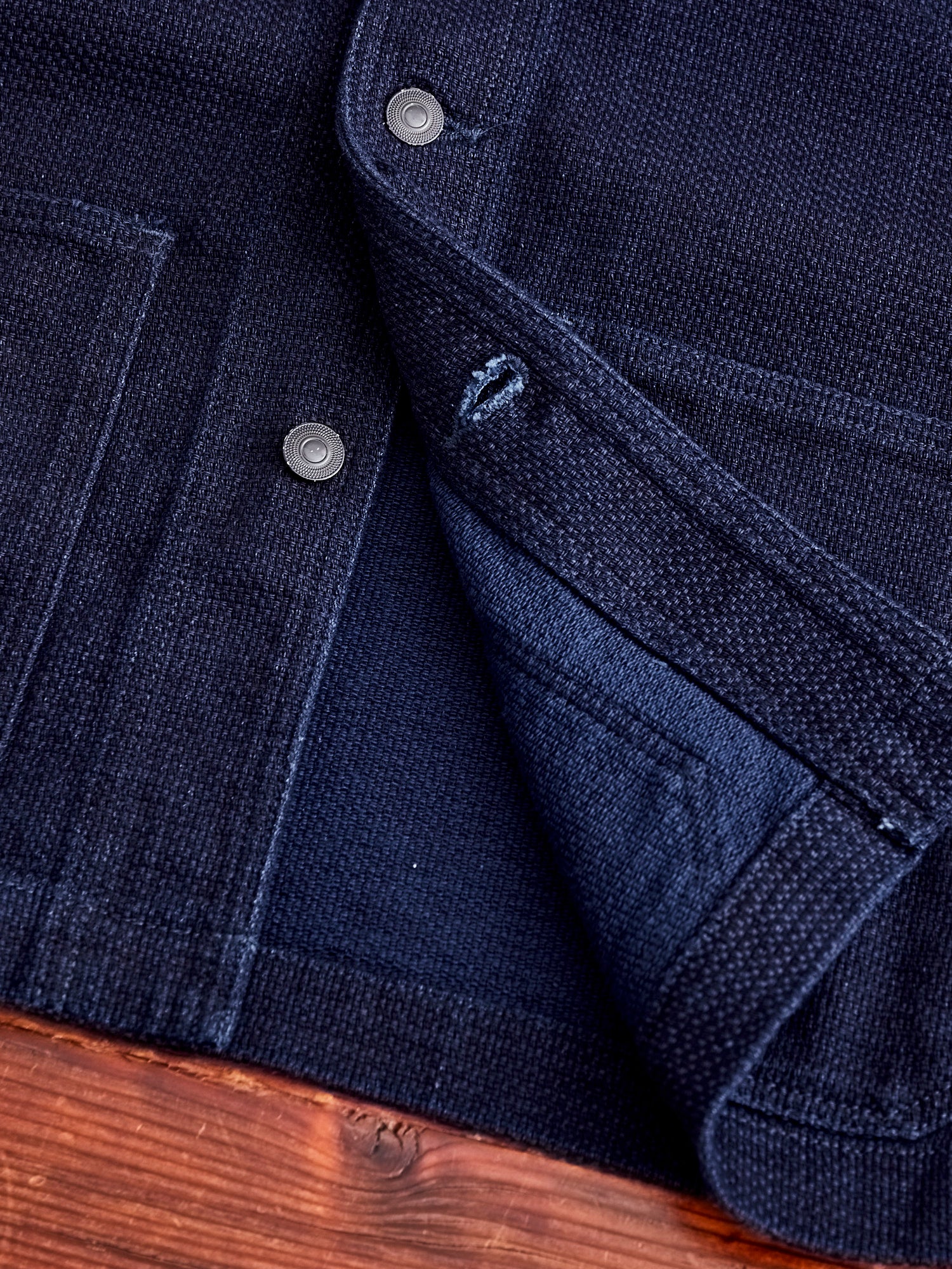 Dobby Sashiko Coverall Coat in Indigo - Image 8
