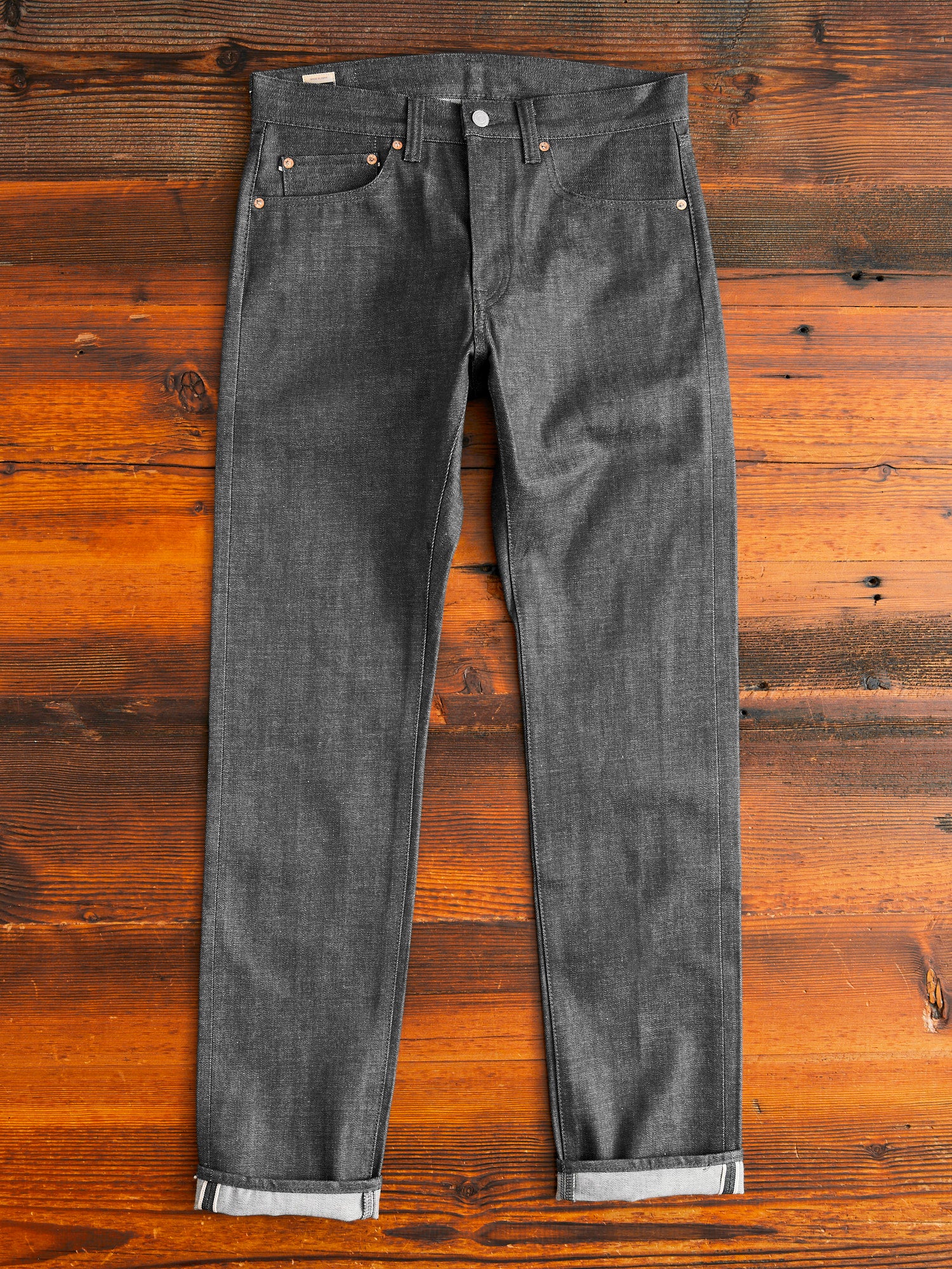 0605-70G 14oz Grey Selvedge Denim - Natural Tapered Fit - Image 4