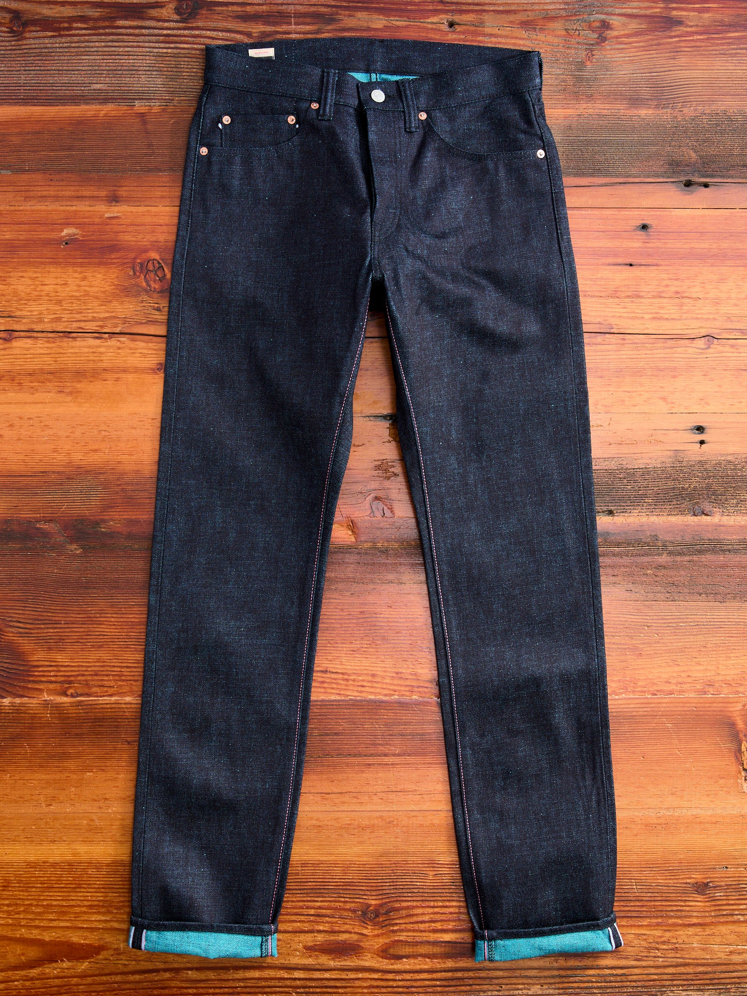 0605-IMSP "Indigo Mint" 15.7oz Selvedge Denim - Natural Tapered Fit - Image 5