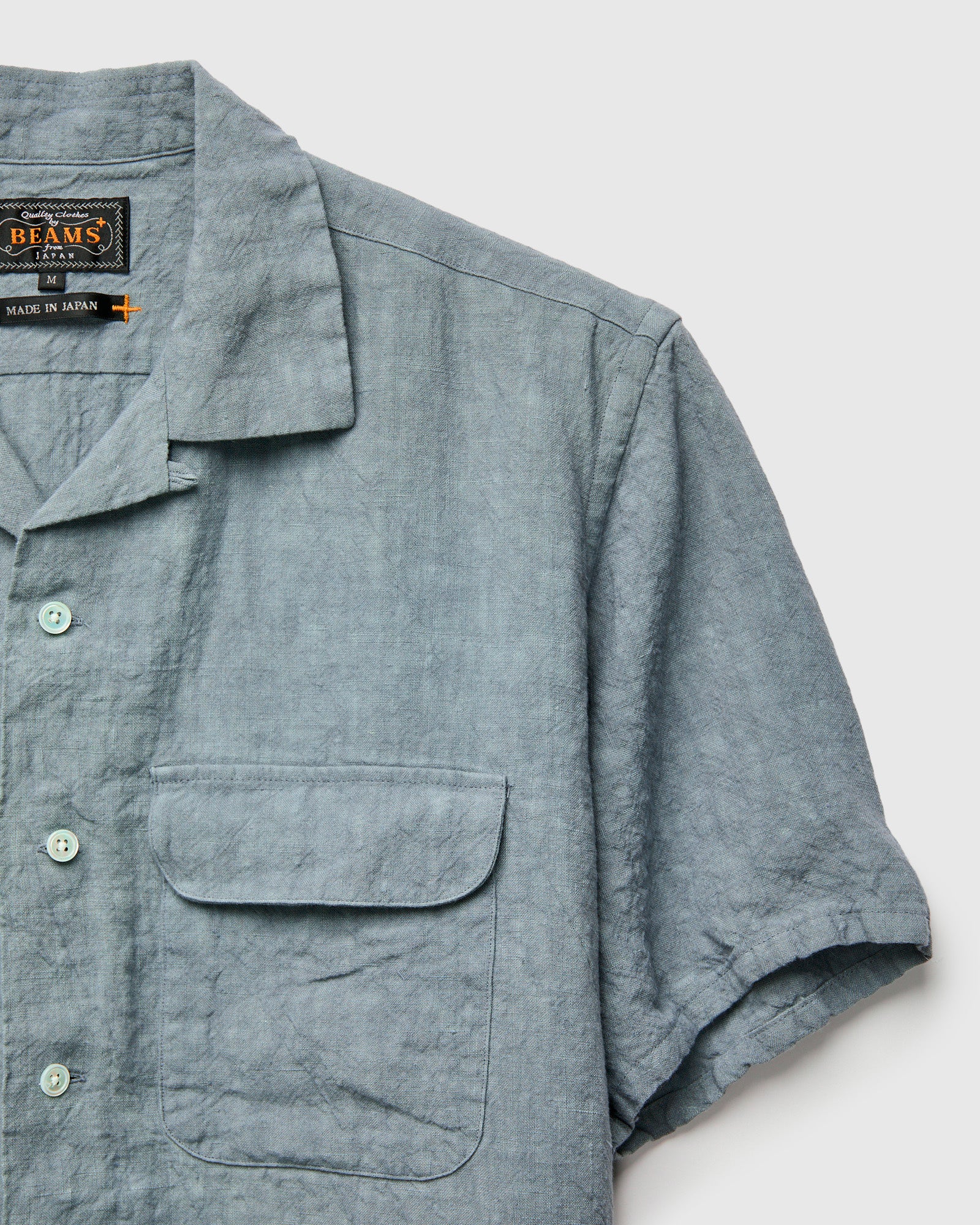 1/40 Linen Open Collar Shirt in Sax - Image 6
