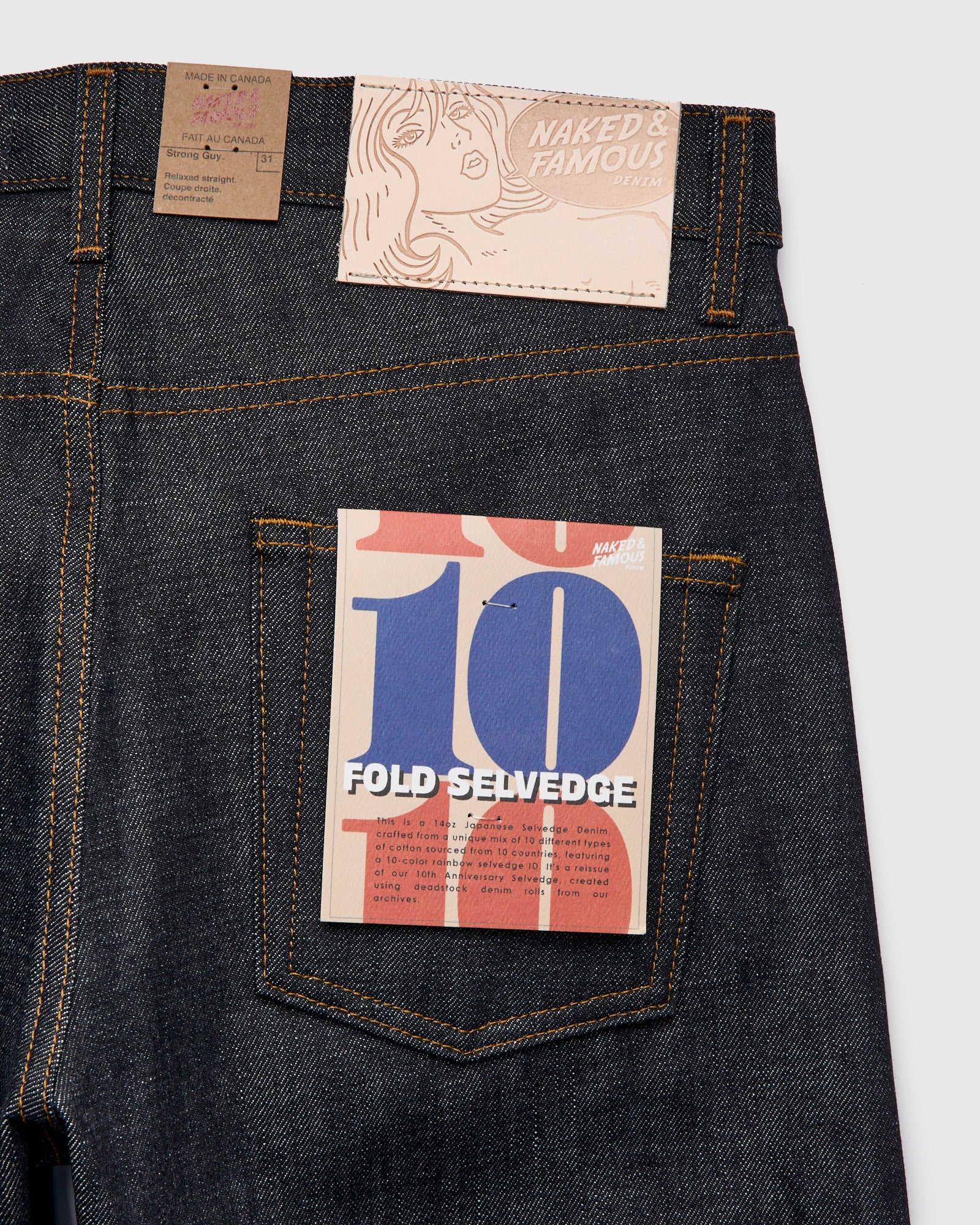 "10 Fold Selvedge" 14oz Selvedge Denim - Strong Guy Fit - Image 4