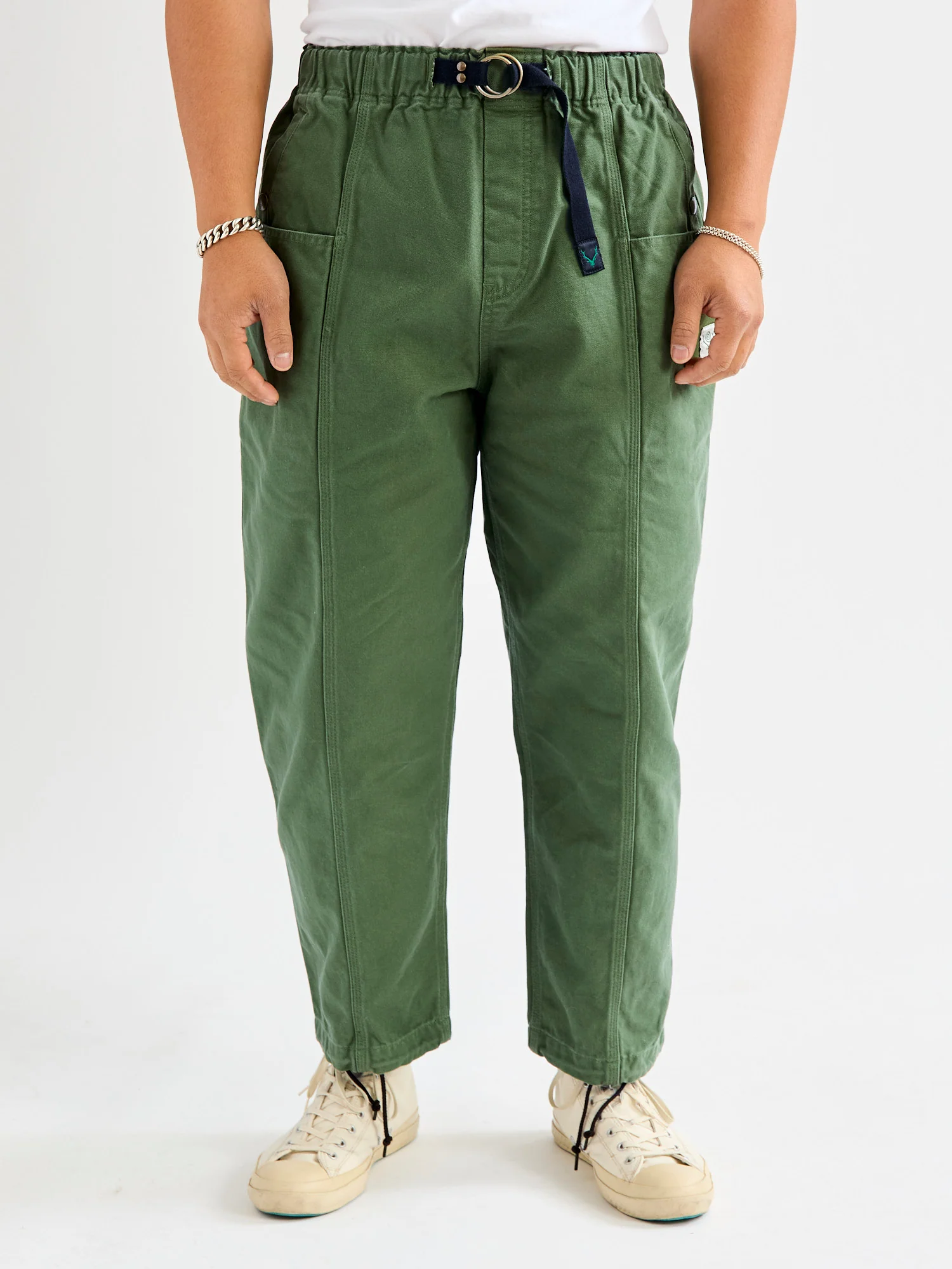 11.5oz Cotton Canvas Belted C.S Pant in Moss Green - Image 9