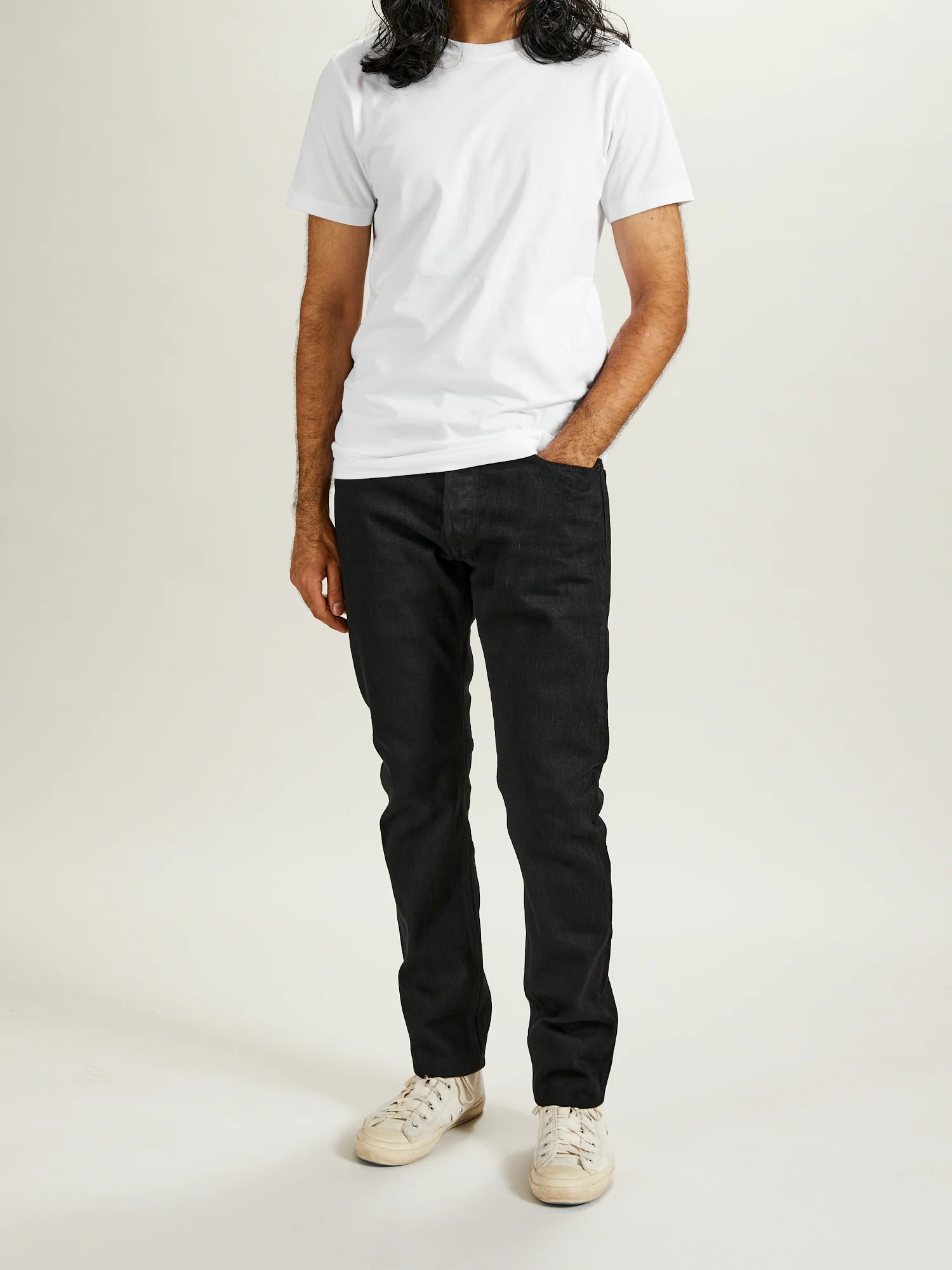 1167-WBK 13oz Rinsed Stretch Double Black Selvedge Denim - Relaxed Tapered Fit - Image 13