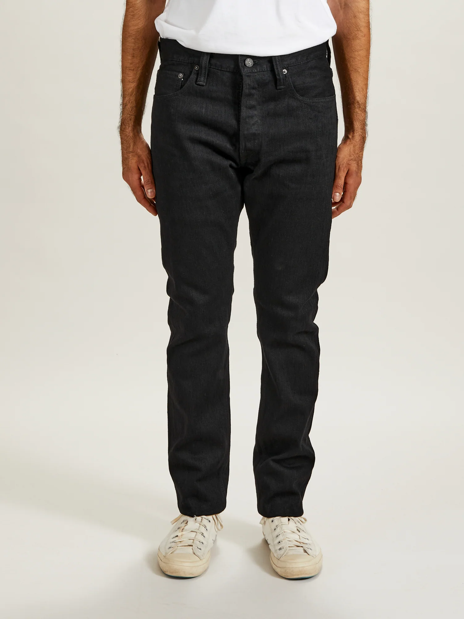 1167-WBK 13oz Rinsed Stretch Double Black Selvedge Denim - Relaxed Tapered Fit - Image 2