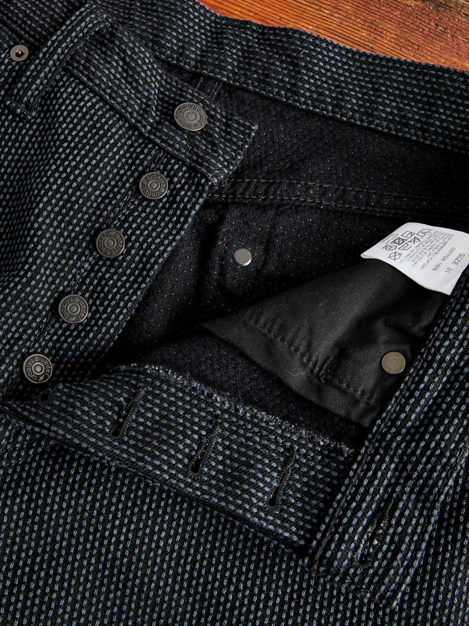 1170-2-BK Grey Black Sashiko Denim - Relaxed Tapered Fit - Image 6