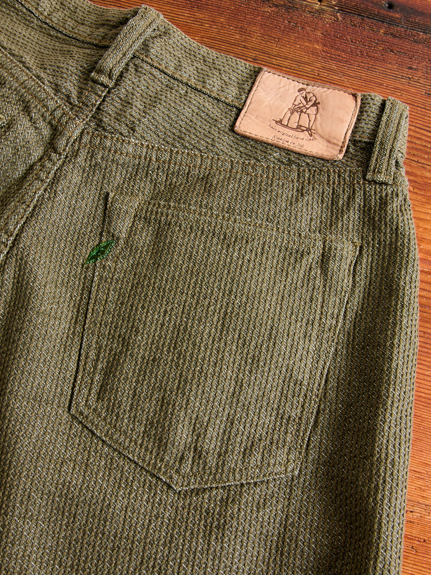 1170-2-OLV Olive Sashiko Denim - Relaxed Tapered Fit - Image 10