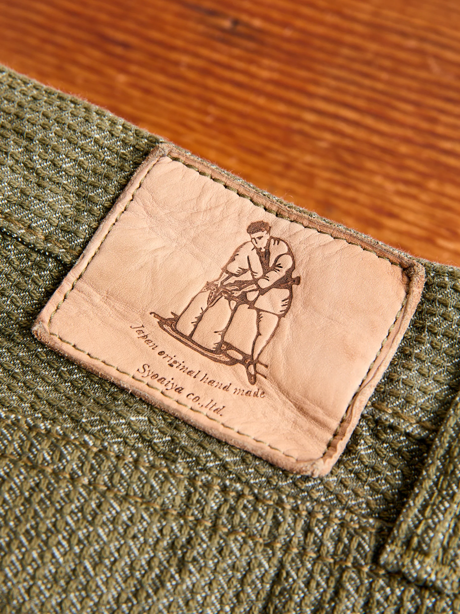 1170-2-OLV Olive Sashiko Denim - Relaxed Tapered Fit - Image 12