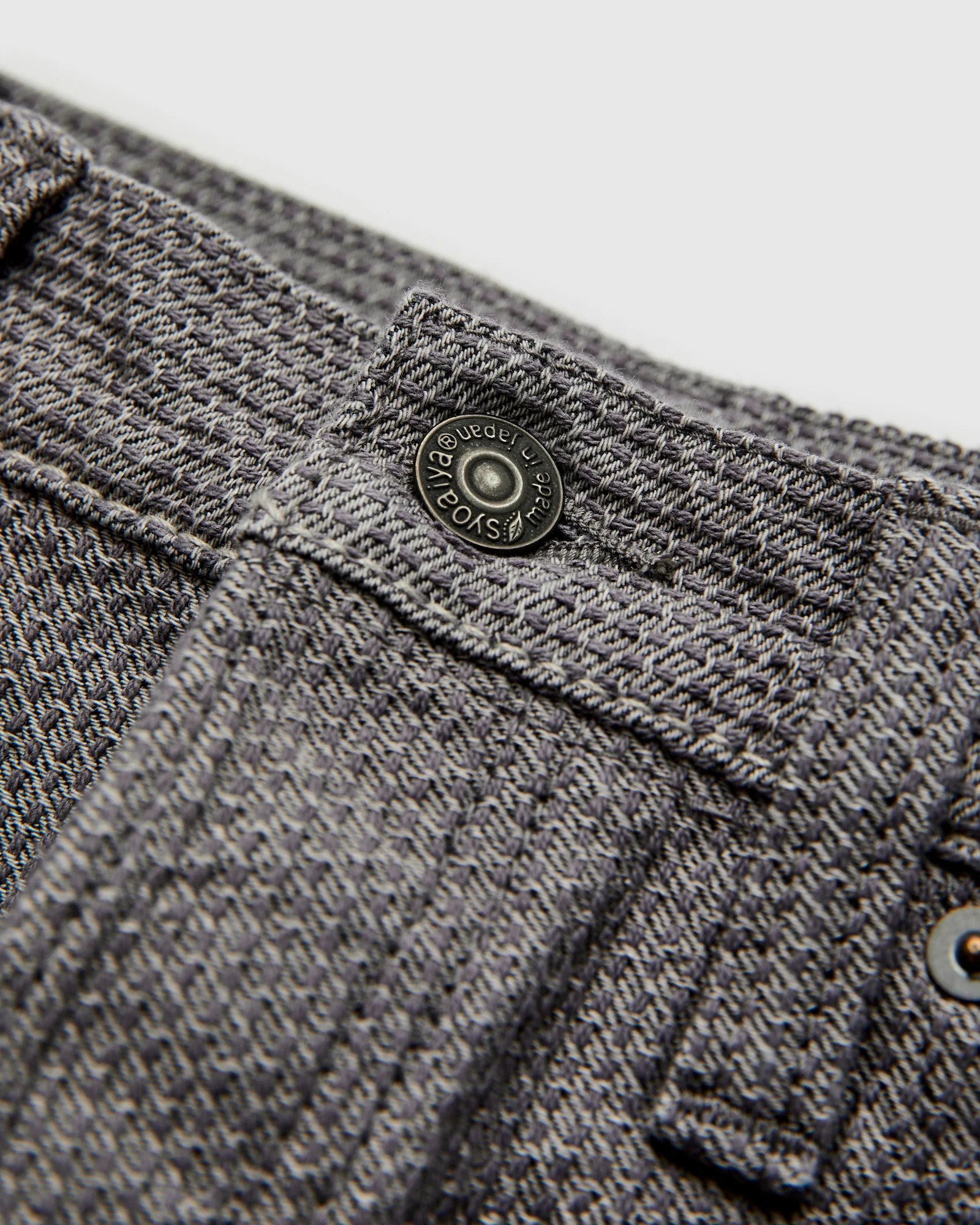 1177-GRY Gray x Black Sashiko Denim - Relaxed Tapered Fit - Image 6