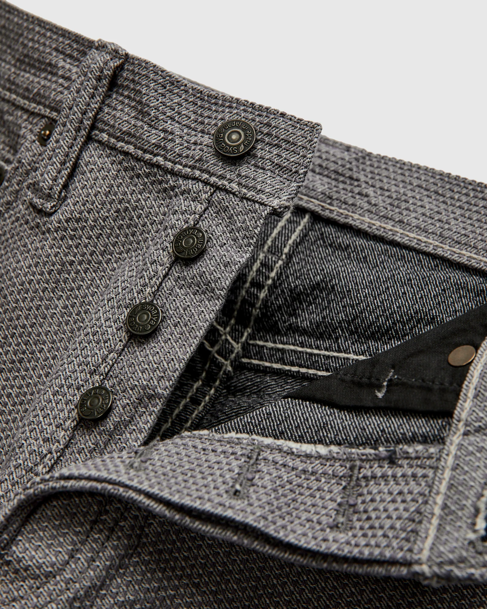 1177-GRY Gray x Black Sashiko Denim - Relaxed Tapered Fit - Image 7