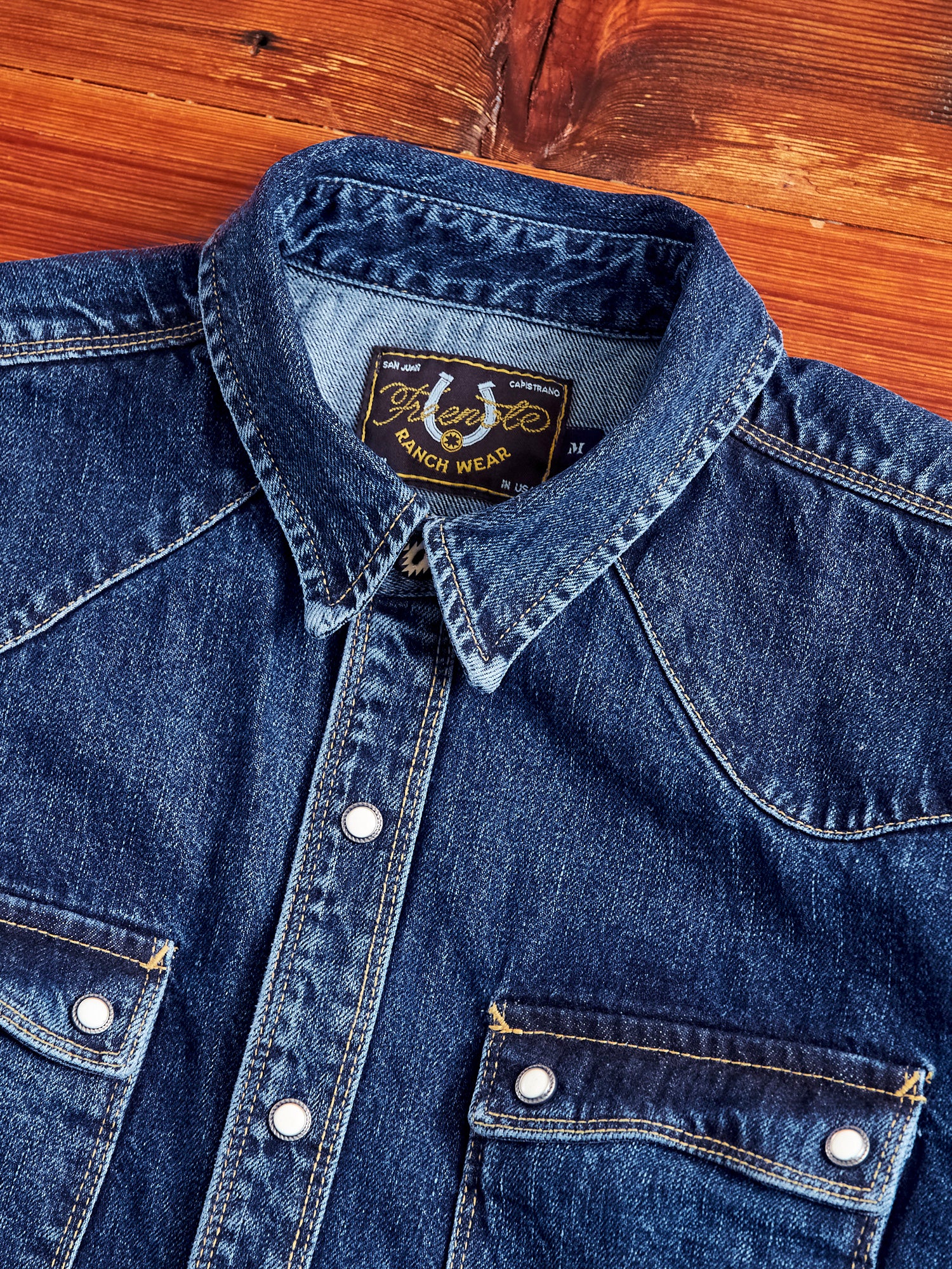 11oz Selvedge Western Shirt in Washed Indigo - Image 3