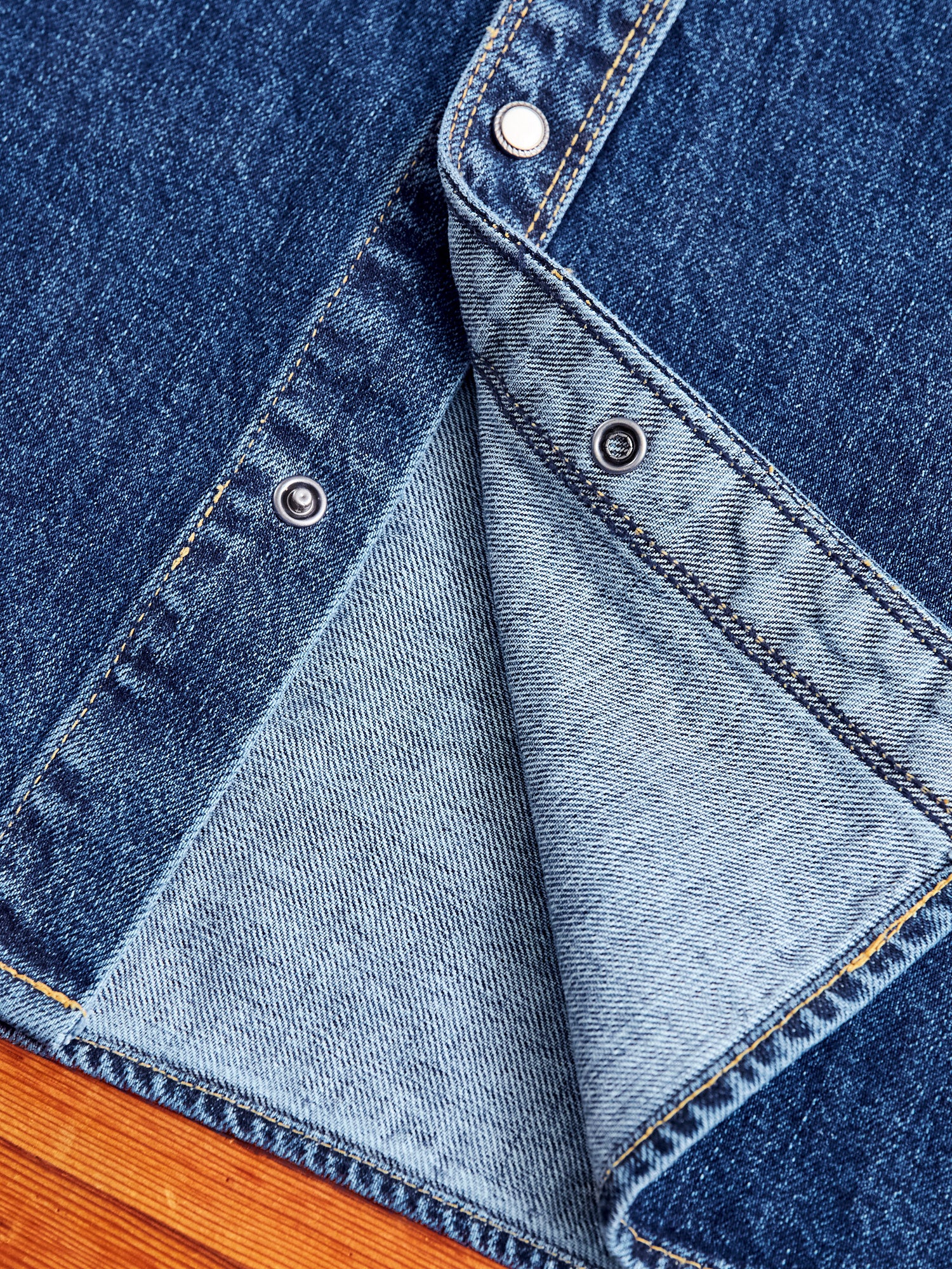 11oz Selvedge Western Shirt in Washed Indigo - Image 8