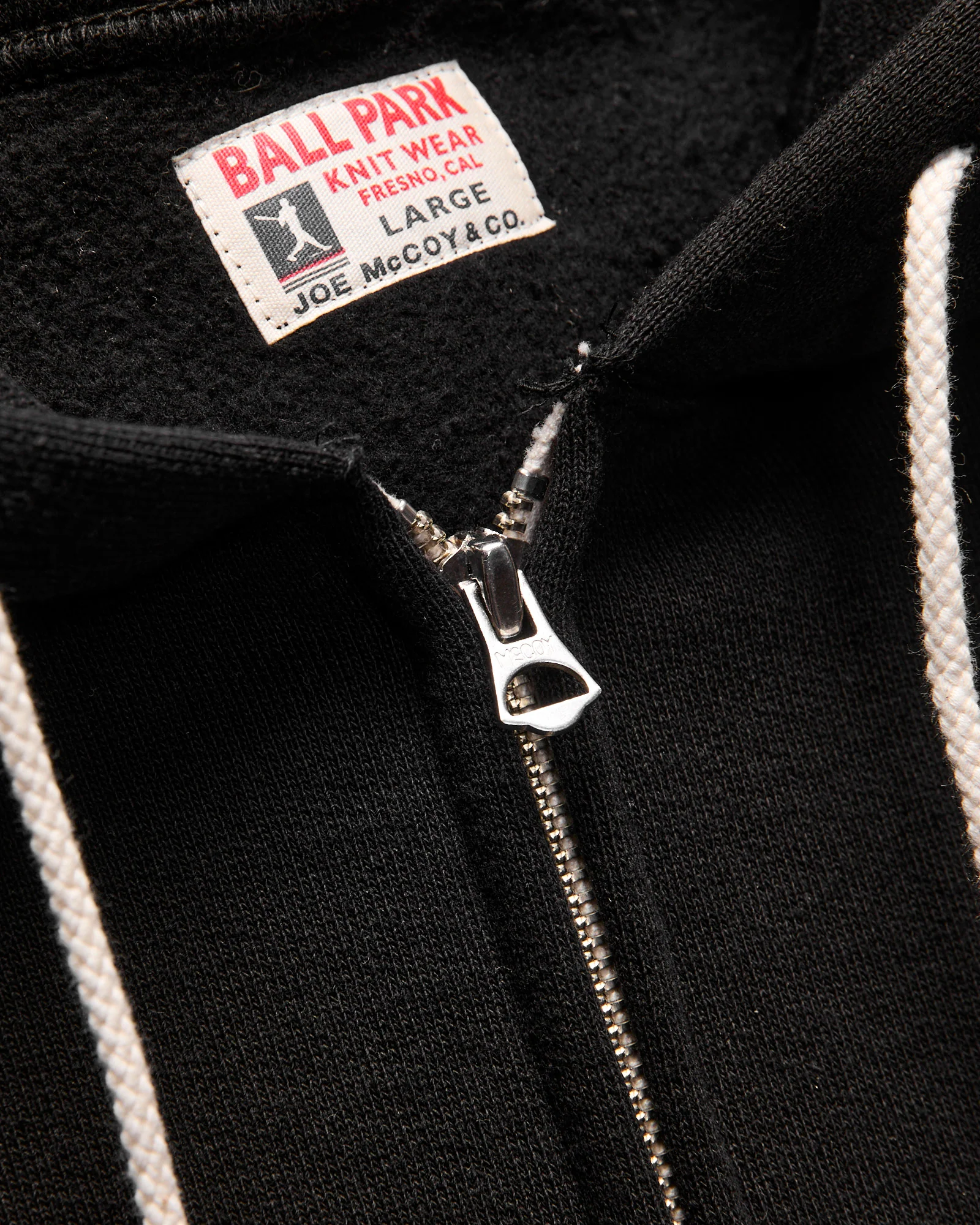 12oz Ball Park Zip Hooded Sweatshirt in Black - Image 5