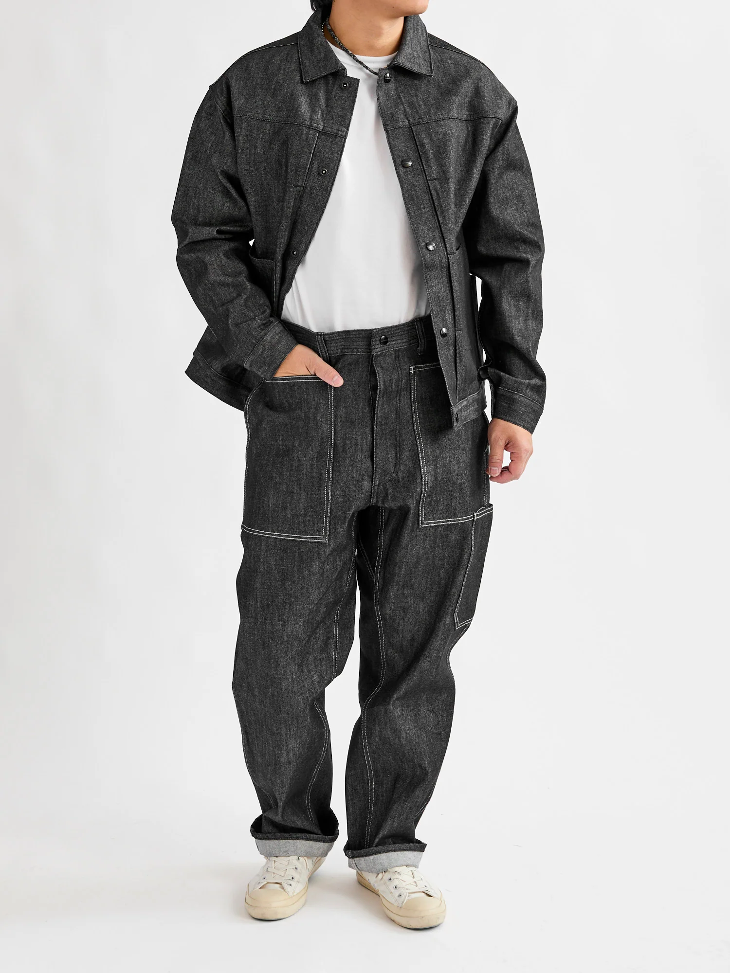 13oz Slub Denim Gardeners Jacket in Black - Image 12