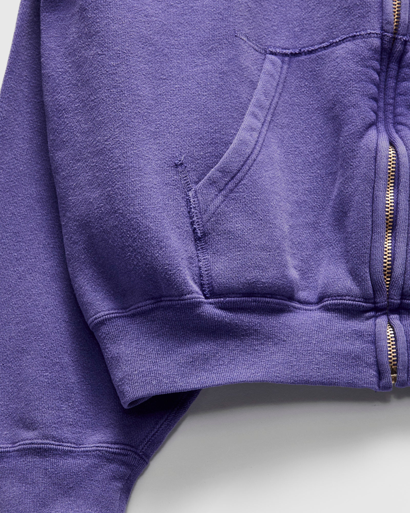 14G Brushed Fleece Zip Hoodie in Purple Navy - Image 6