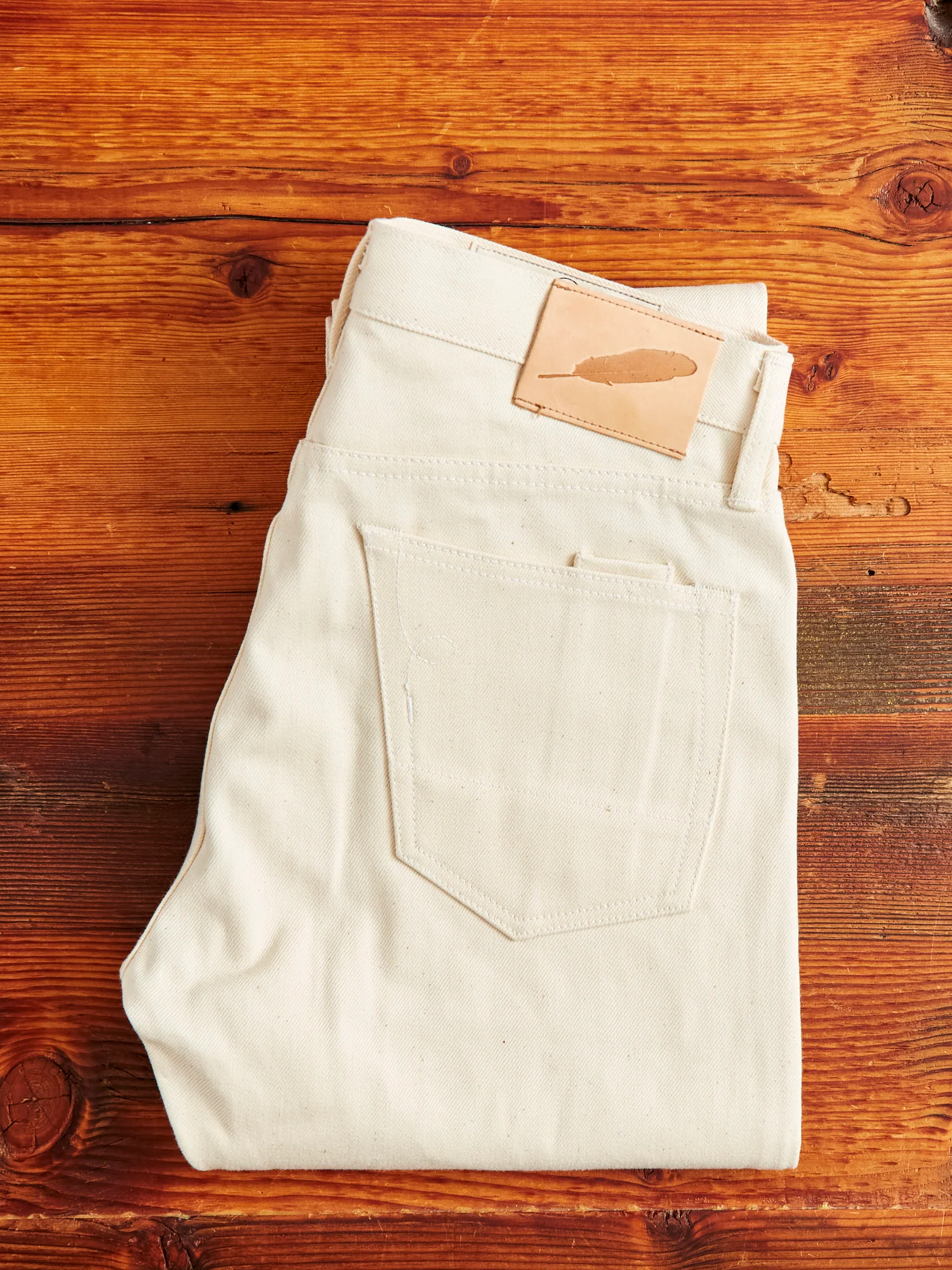 14oz Ecru Selvedge Denim in Silveridge - Image 2