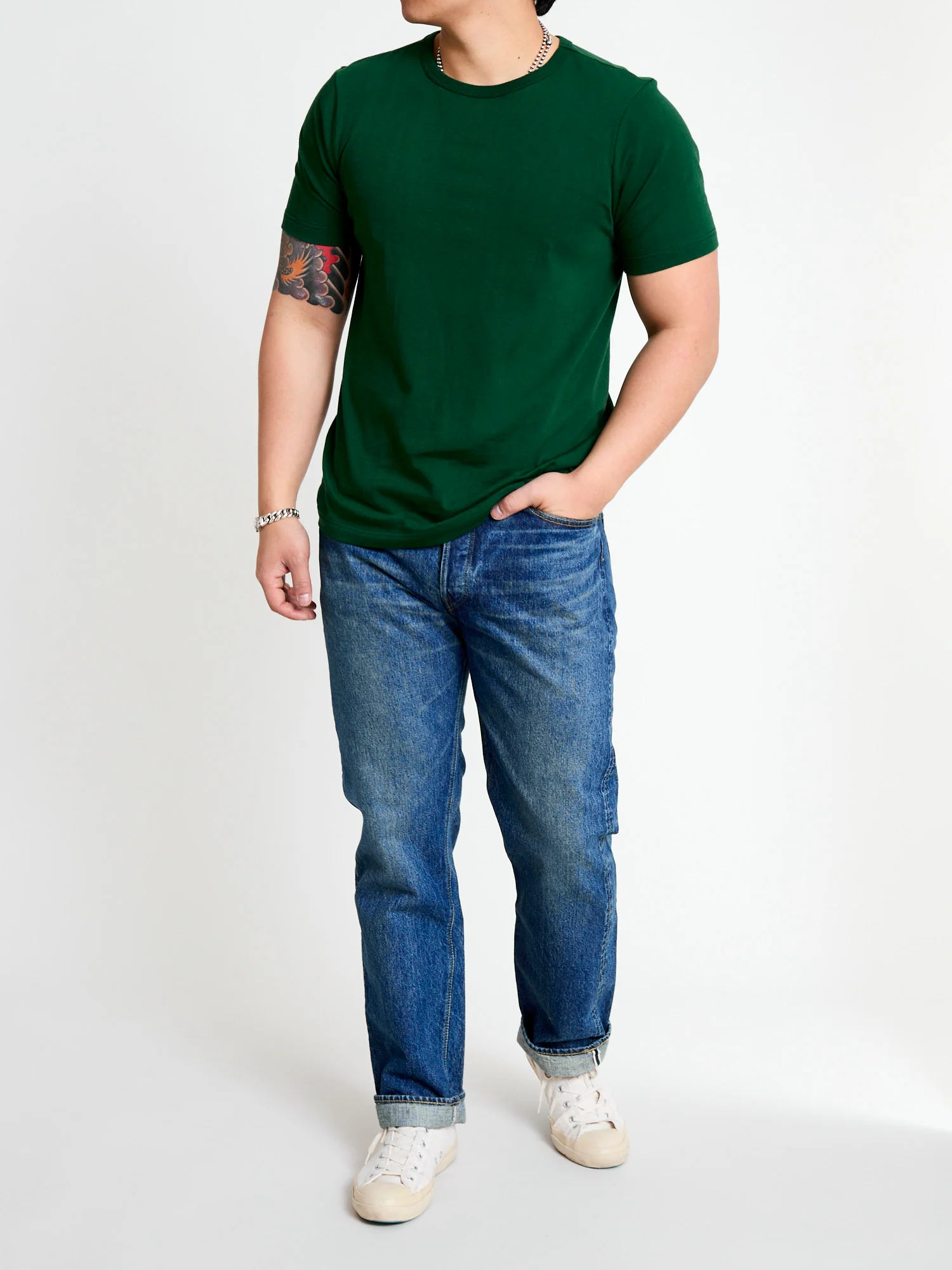 1950s "Good Originals" 5.5oz Loopwheel T-Shirt in Classic Green - Image 9