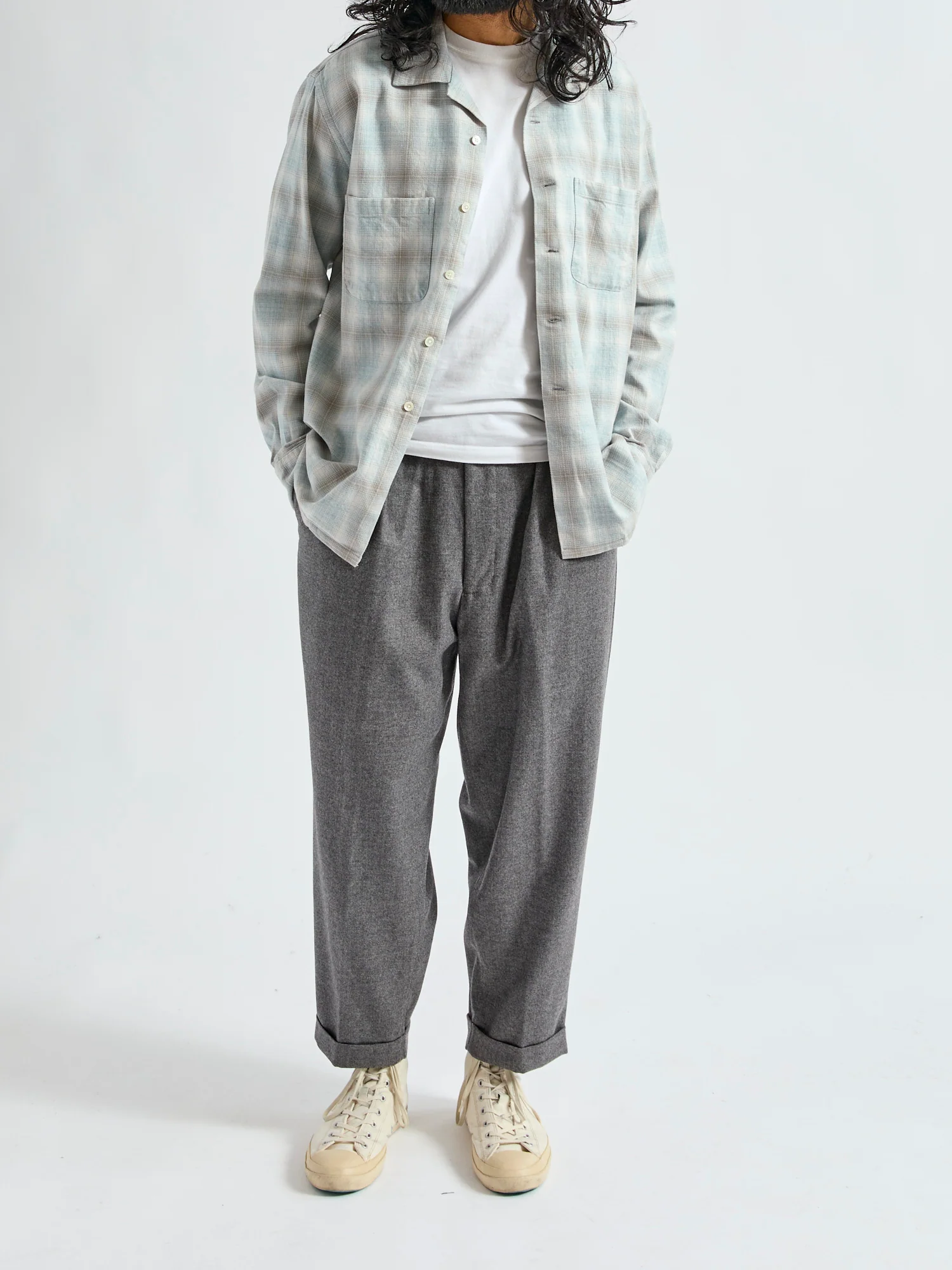 2-Pleat Flannel Trousers in Grey - Image 11