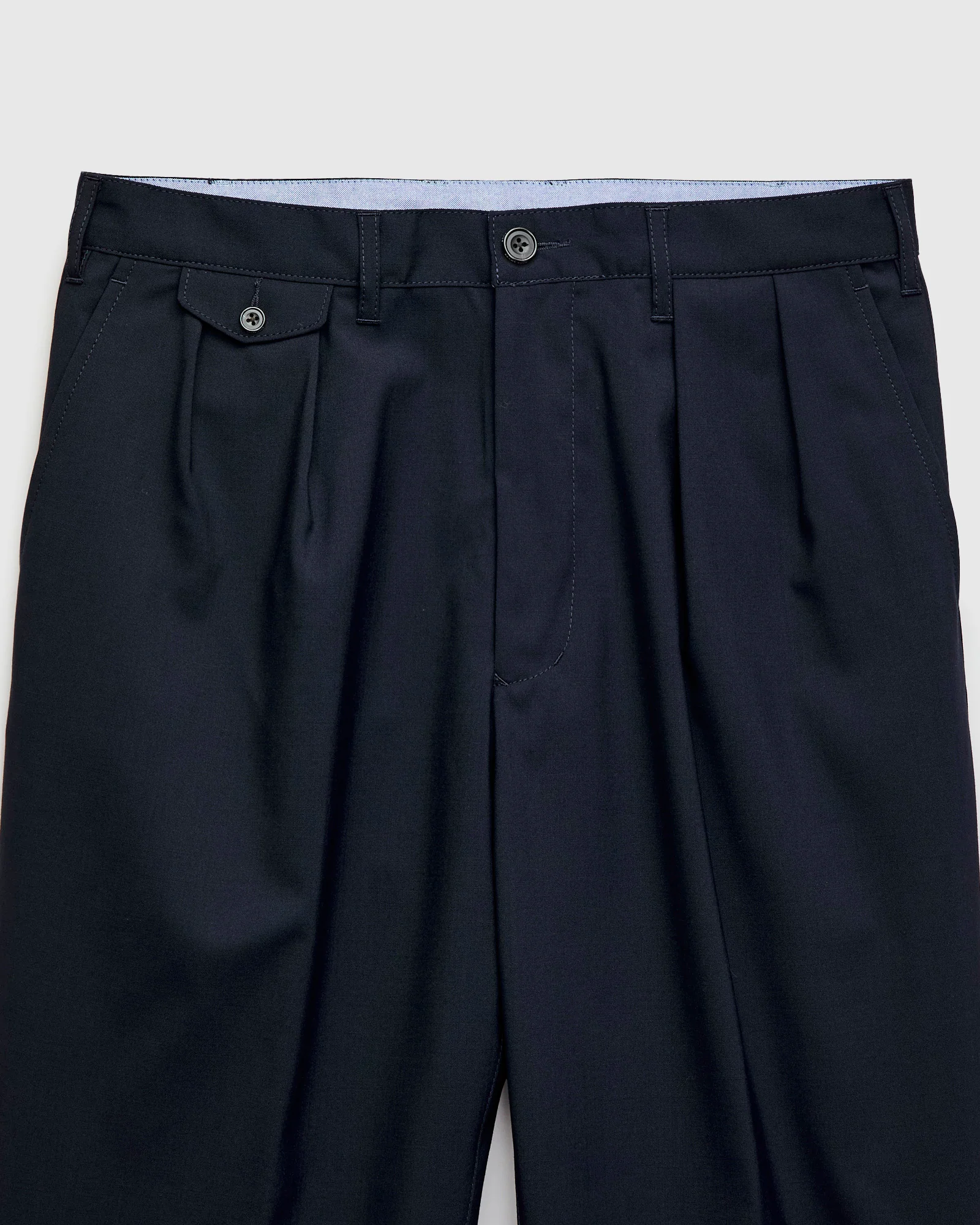2-Pleat Tropical Wool Trousers in Dark Navy - Image 3