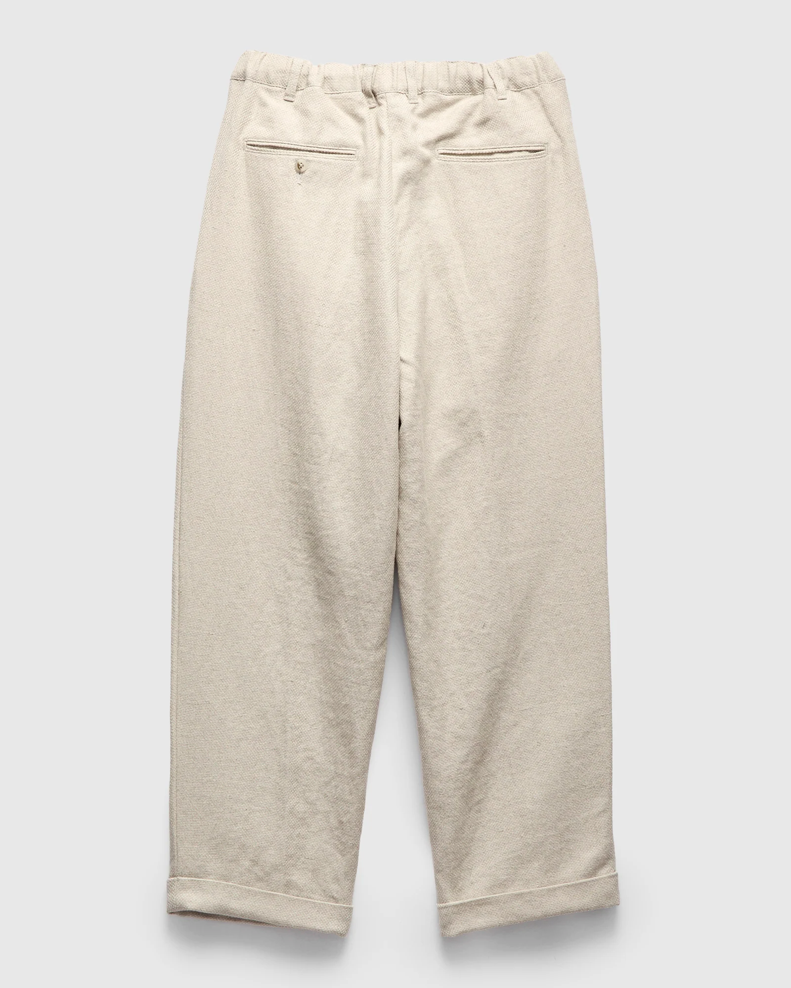 2-Pleats Cotton Linen Relax Trousers in Off White - Image 3