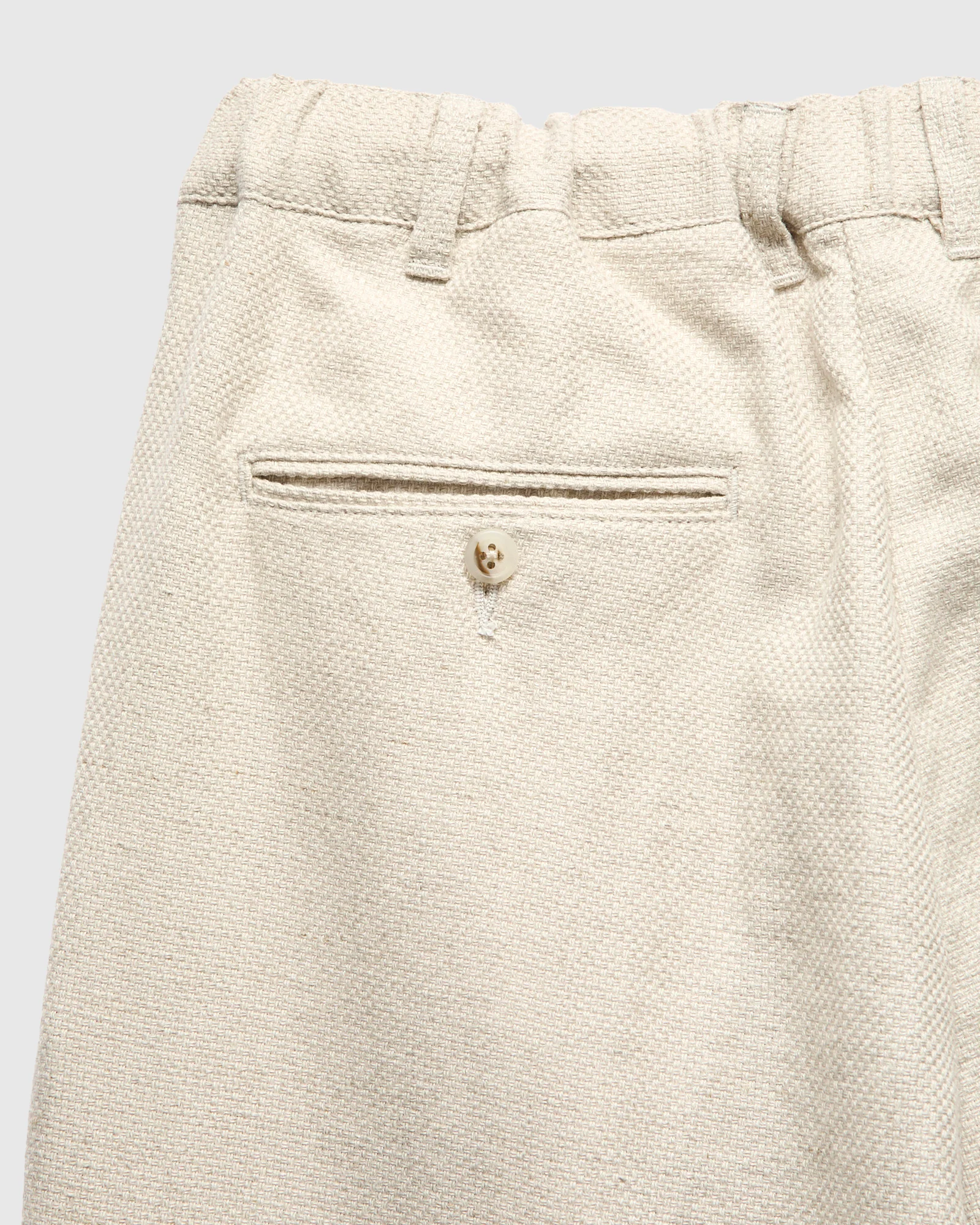 2-Pleats Cotton Linen Relax Trousers in Off White - Image 4