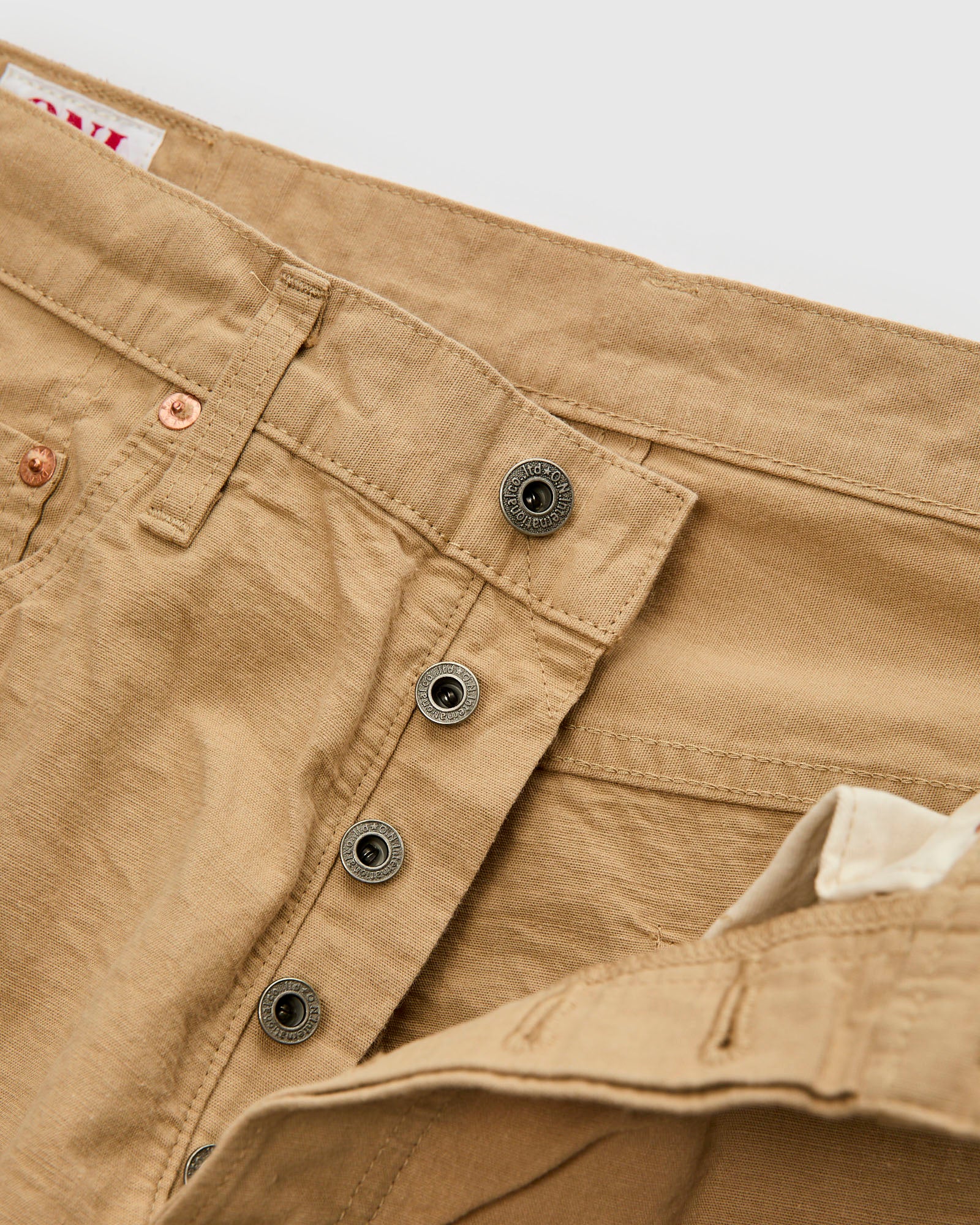 200-8BE "Beige Betacham" 8oz Selvedge Chambray Pants - Wide Straight Fit - Image 7