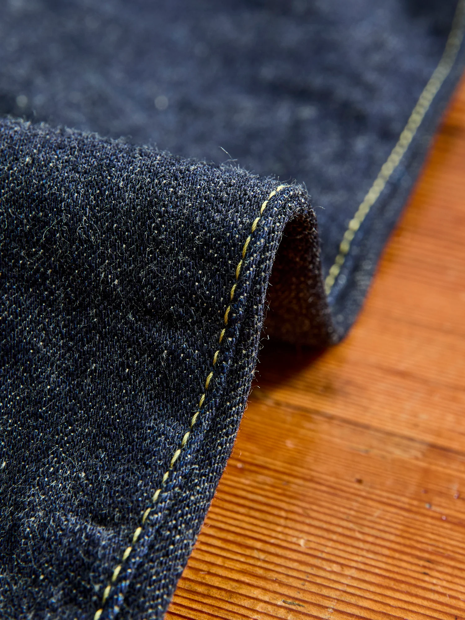 246-14KBE "Blue Oni" Indigo Beige 14oz Selvedge Denim - Clean Straight Fit - Image 10
