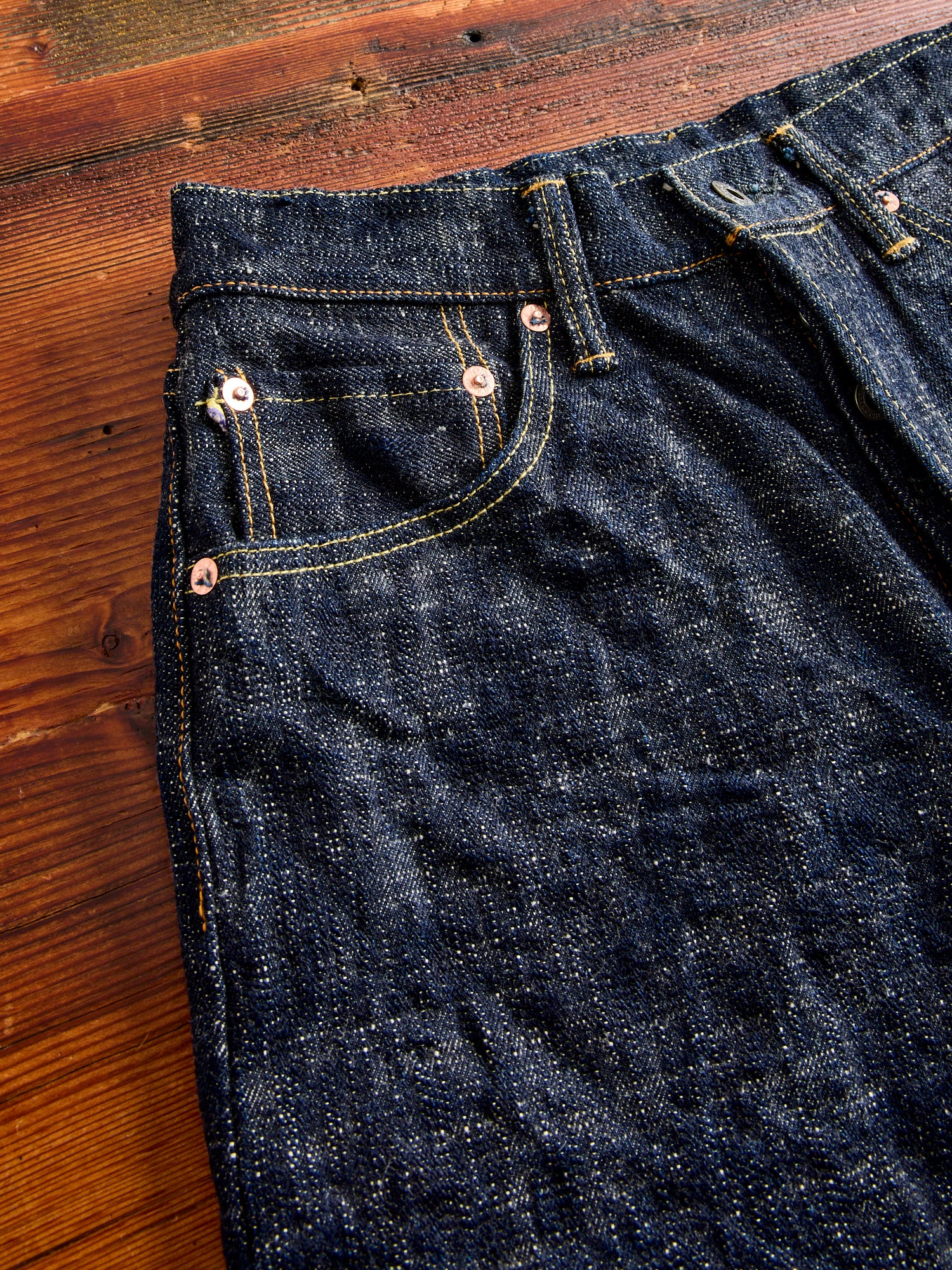 246 "Kasuri" 17oz Slub Selvedge Denim - Clean Straight Fit - Image 7