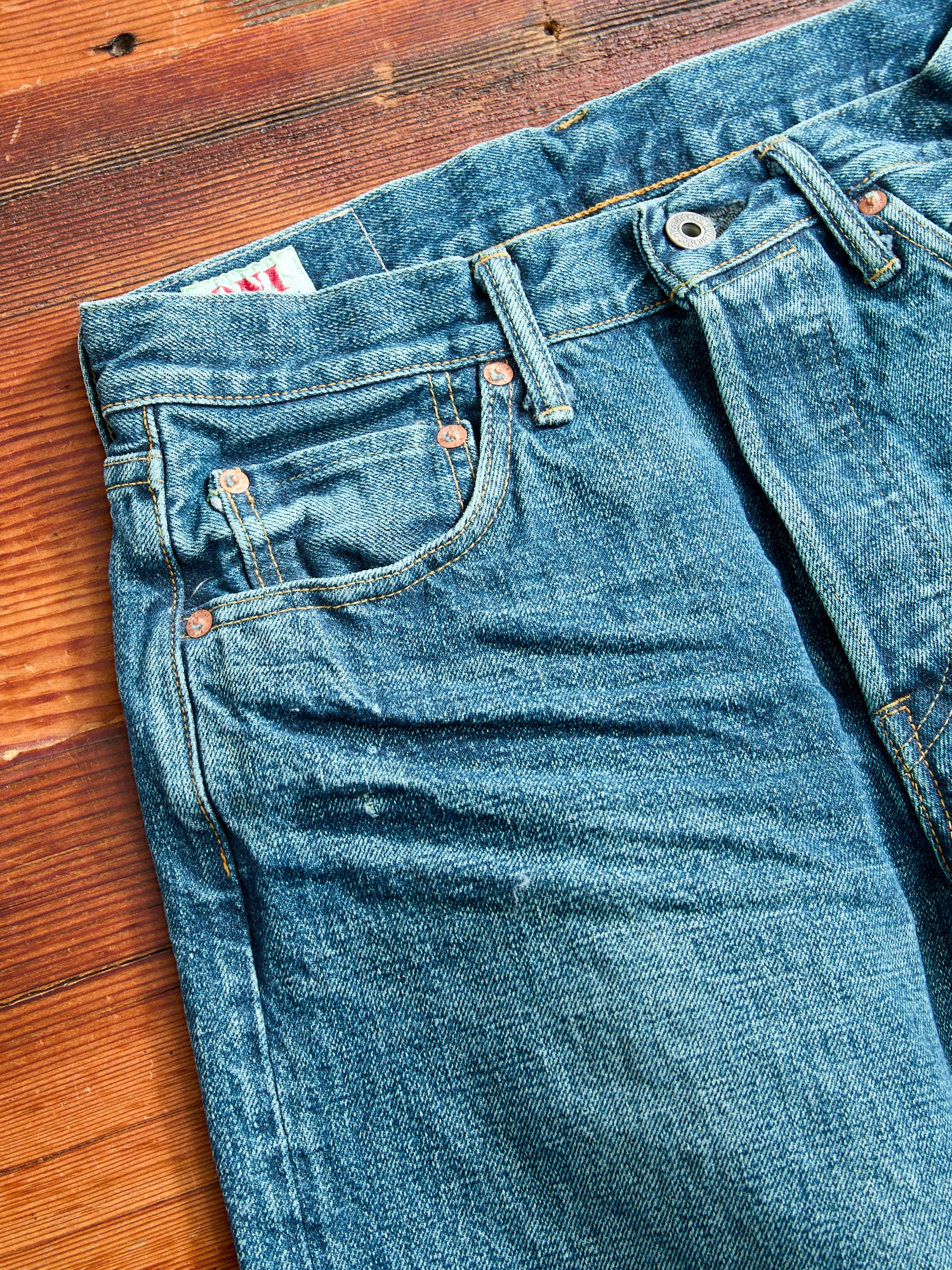 246-USED "Ishikawadai" 15oz Washed Selvedge Denim - Clean Straight Fit - Image 4