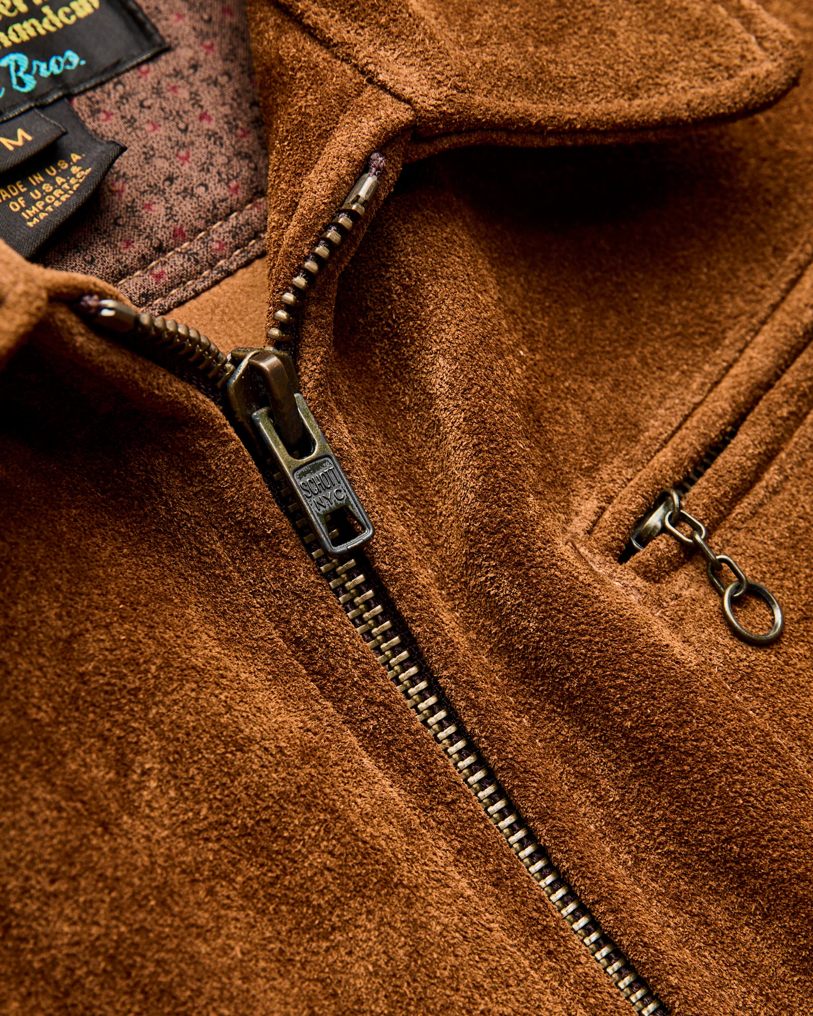 375 Rough Out Cowhide Trucker Jacket in Saddle - Image 9
