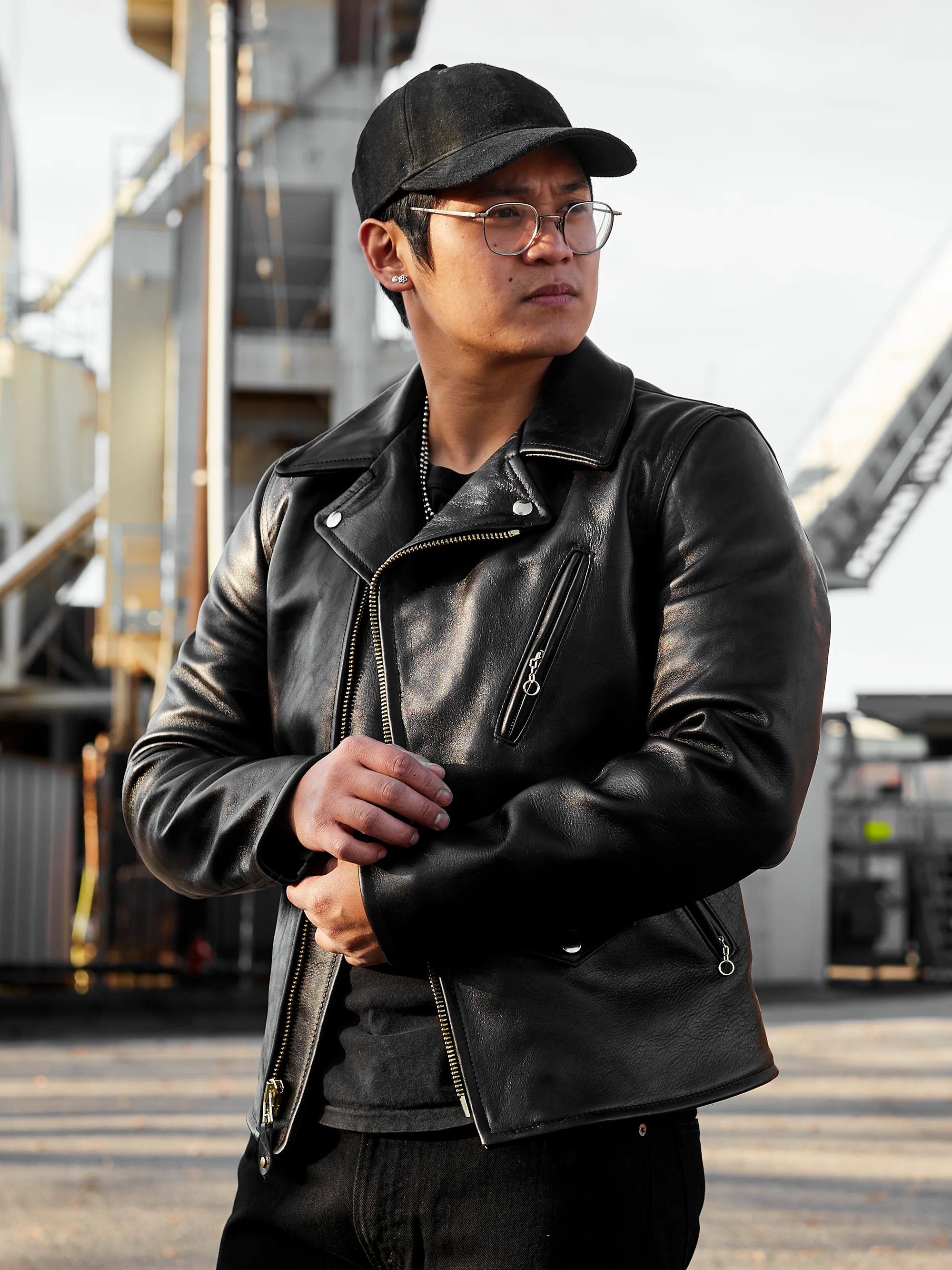 "3sixteen x Schott NYC" 20th Anniversary Horsehide Perfecto Leather Jacket in Black - Image 2