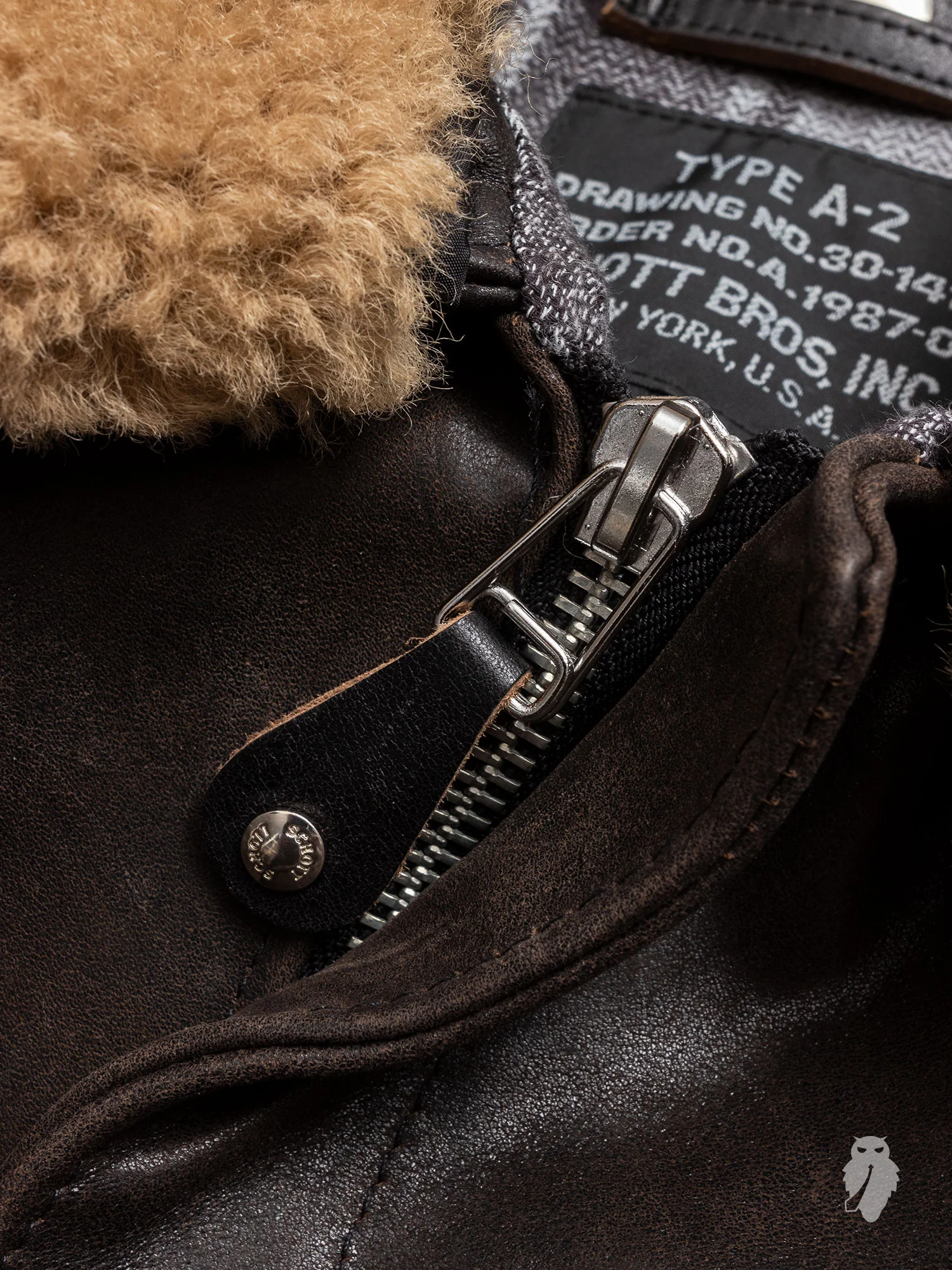 "3sixteen x Schott NYC" A2 Leather Flight Jacket in Black - Image 4