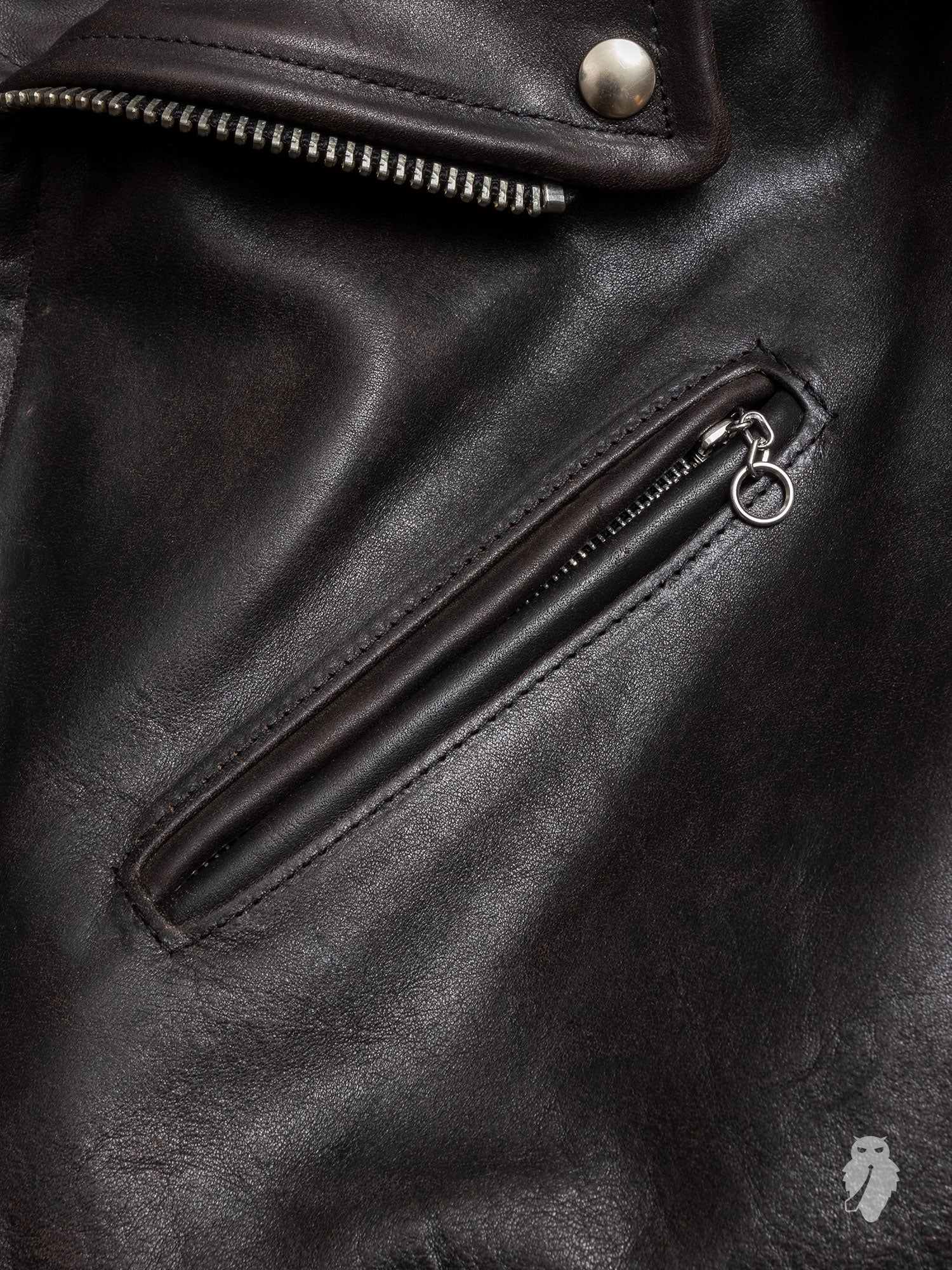 "3sixteen x Schott NYC" Perfecto Leather Jacket in Black - Image 5