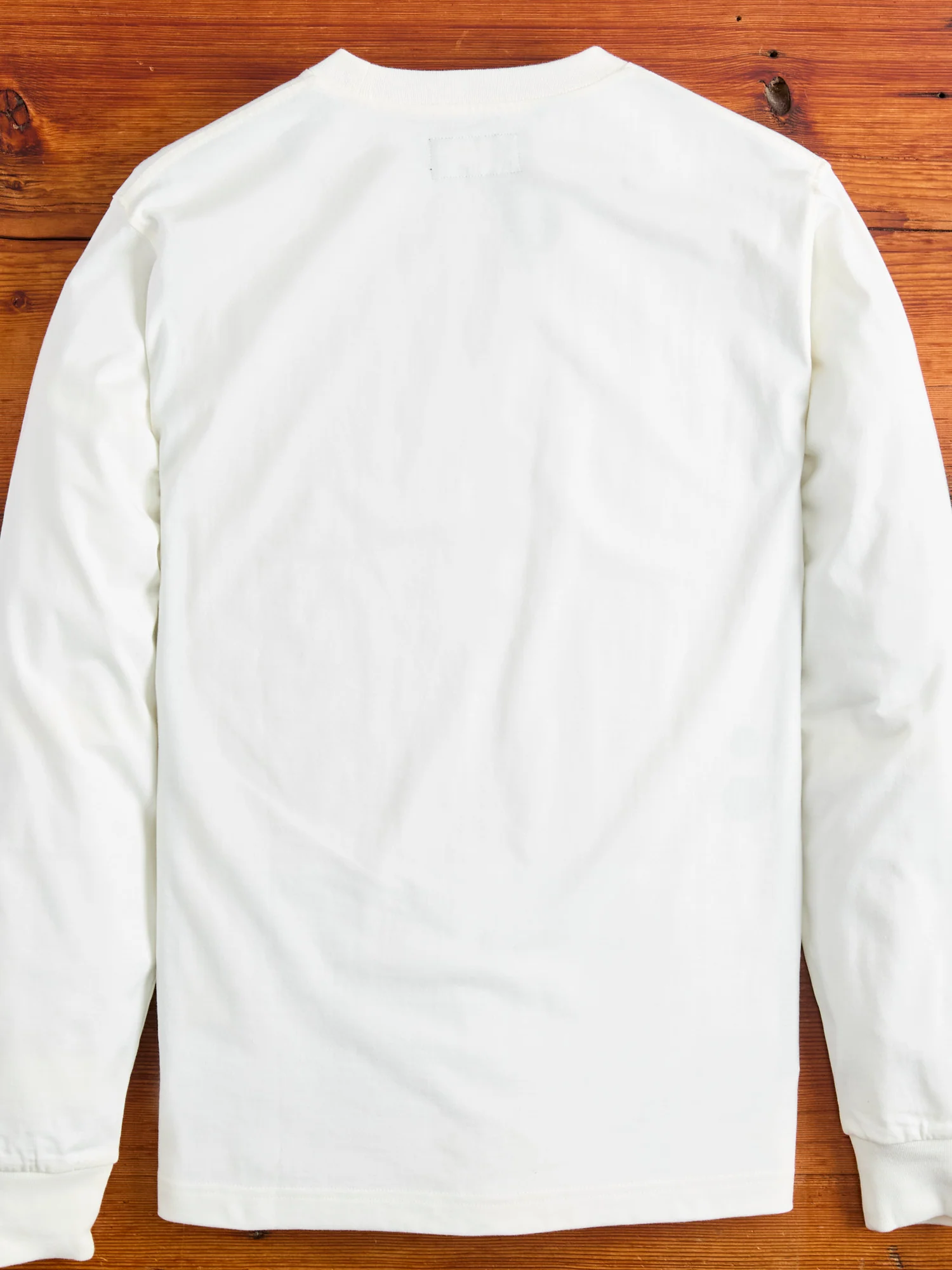 40/2 Long Sleeve Pocket T-Shirt in White - Image 3
