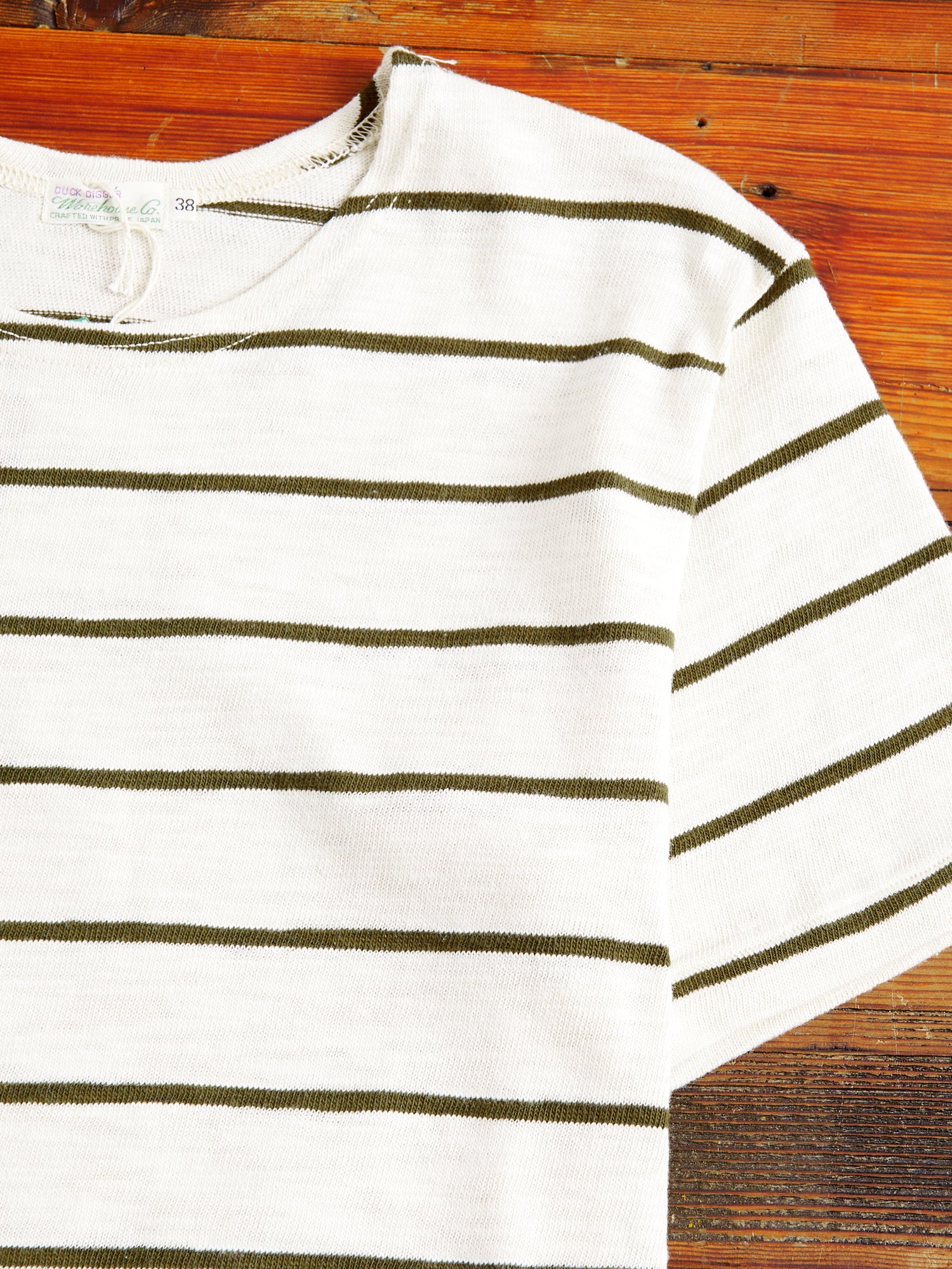 4087 Loopwheel Stripe Tee in Off White - Image 4