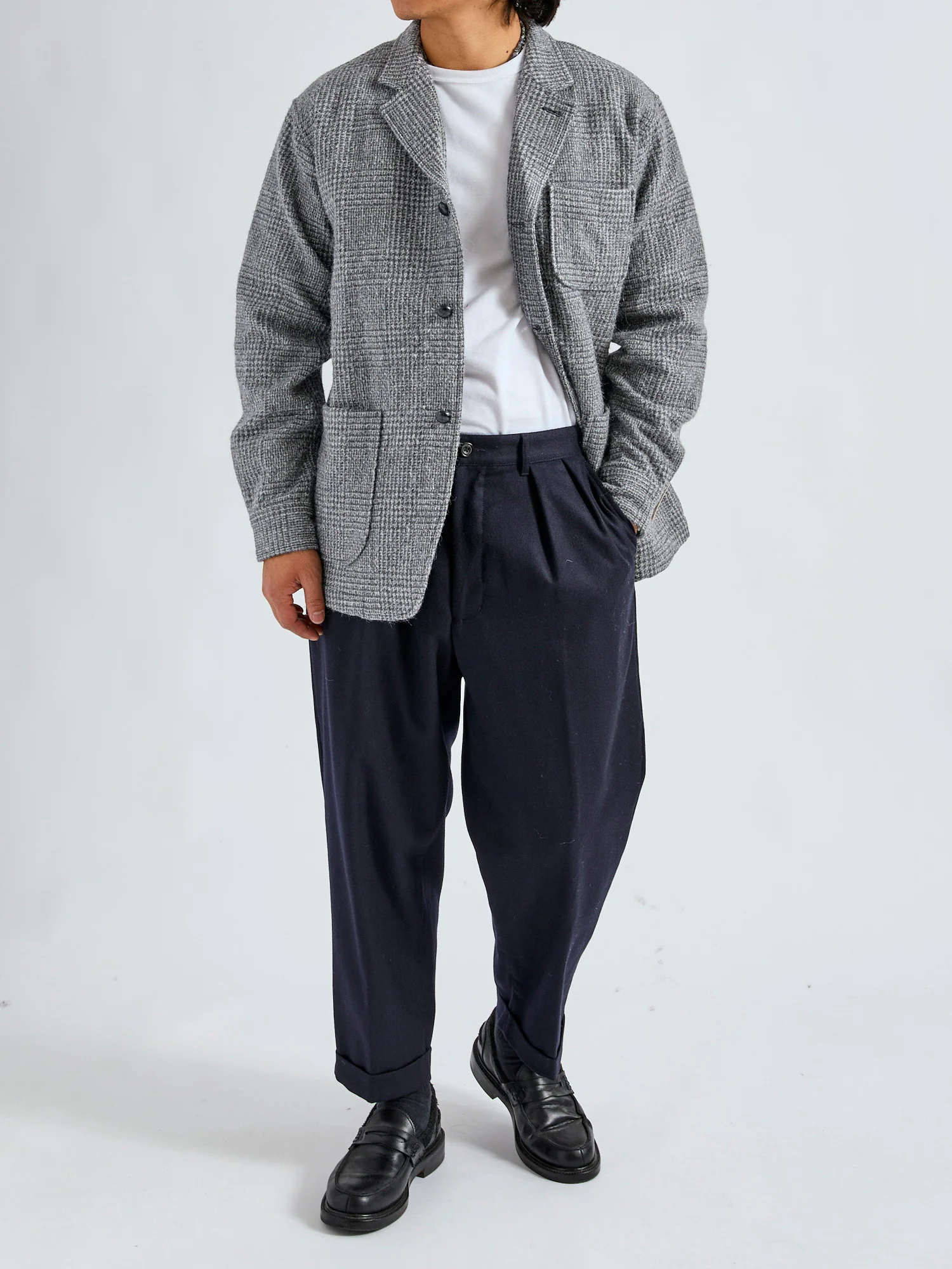 4B Cuffs Alpaca Tweed Jacket in Grey Glen Check - Image 10