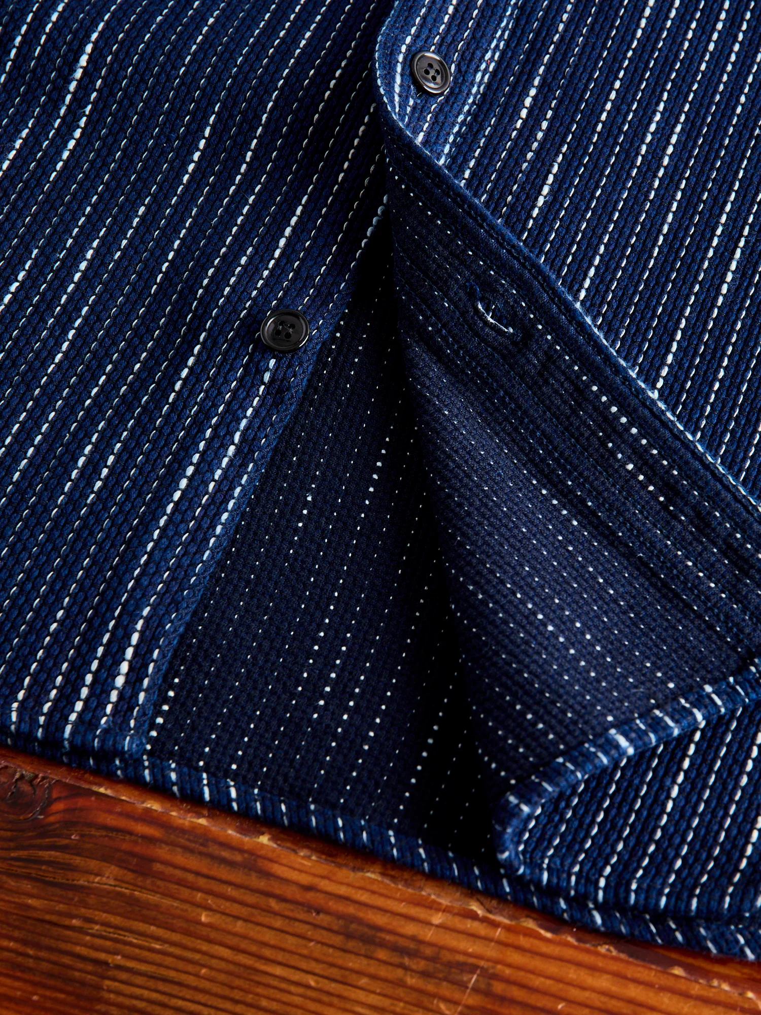 5709 "Rain Kasuri" Work Shirt in Indigo Sashiko - Image 8