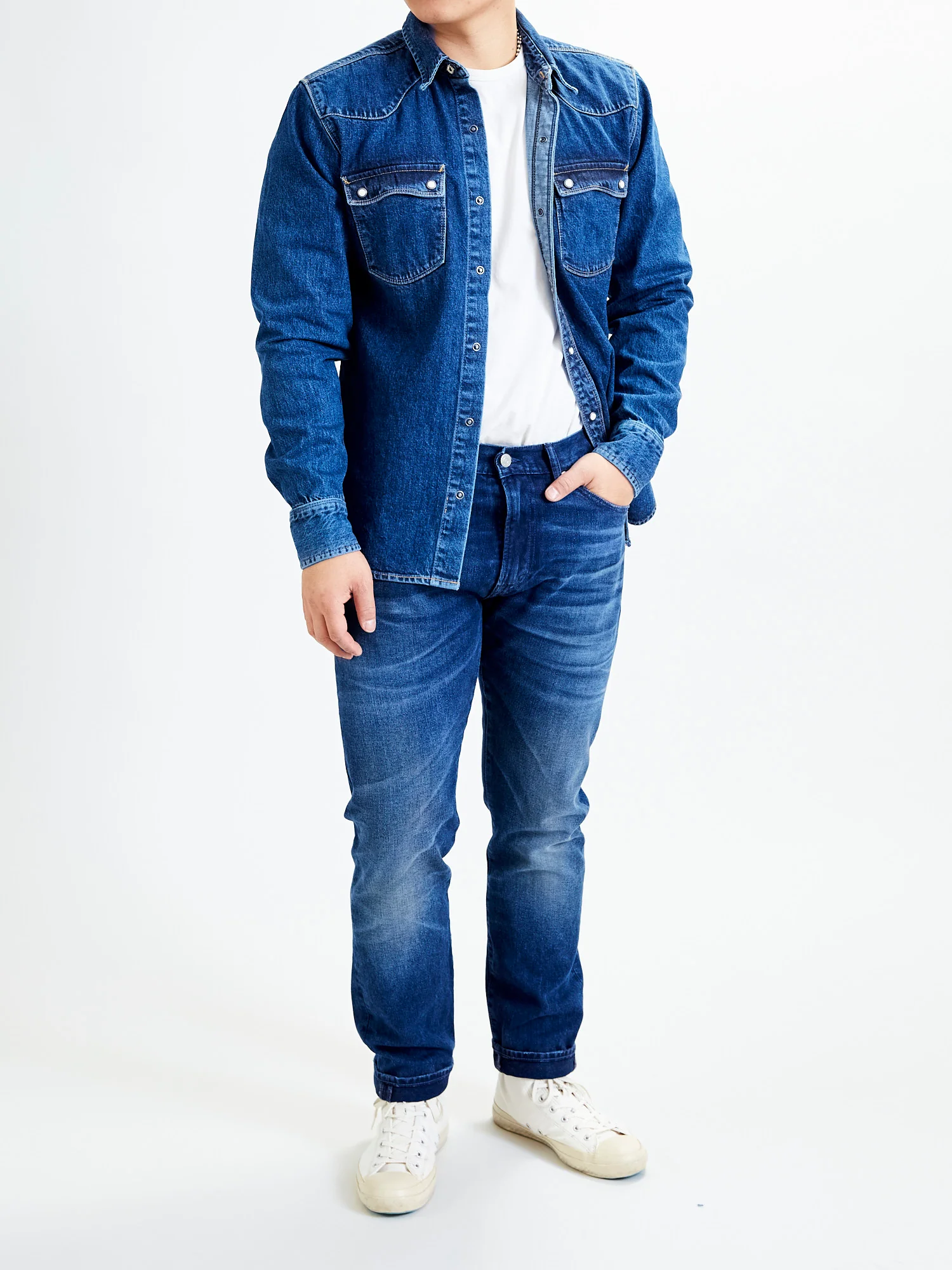 Indigo Bedford Cord Pants - High Slim Fit - Image 13