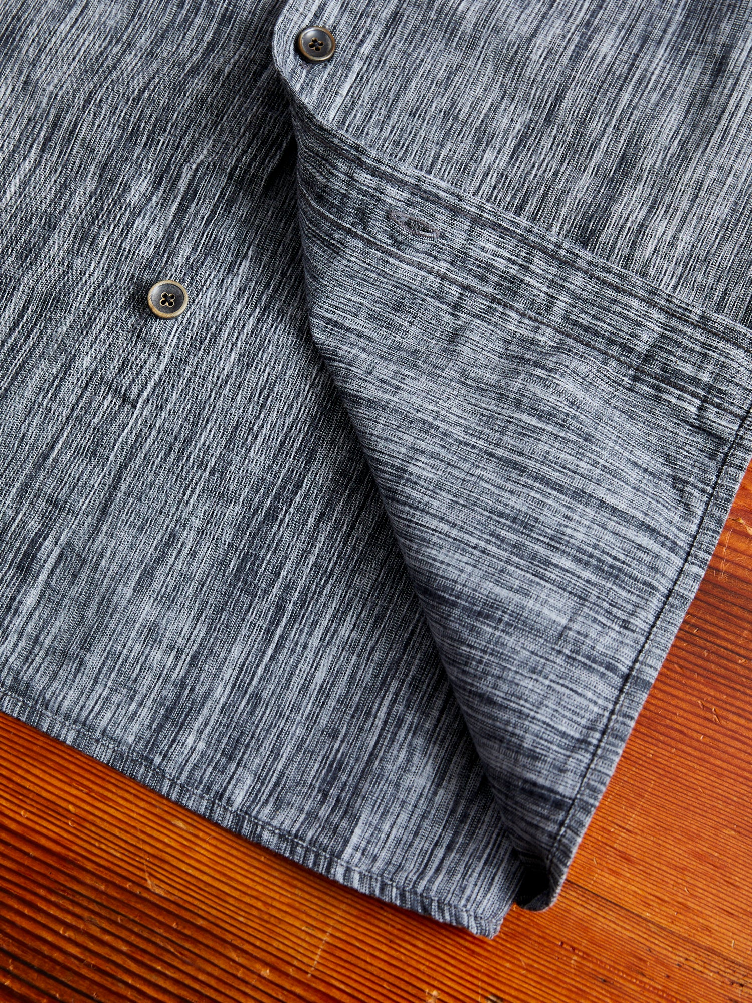6oz Kasuri Chambray Button-Up Shirt in Black - Image 7