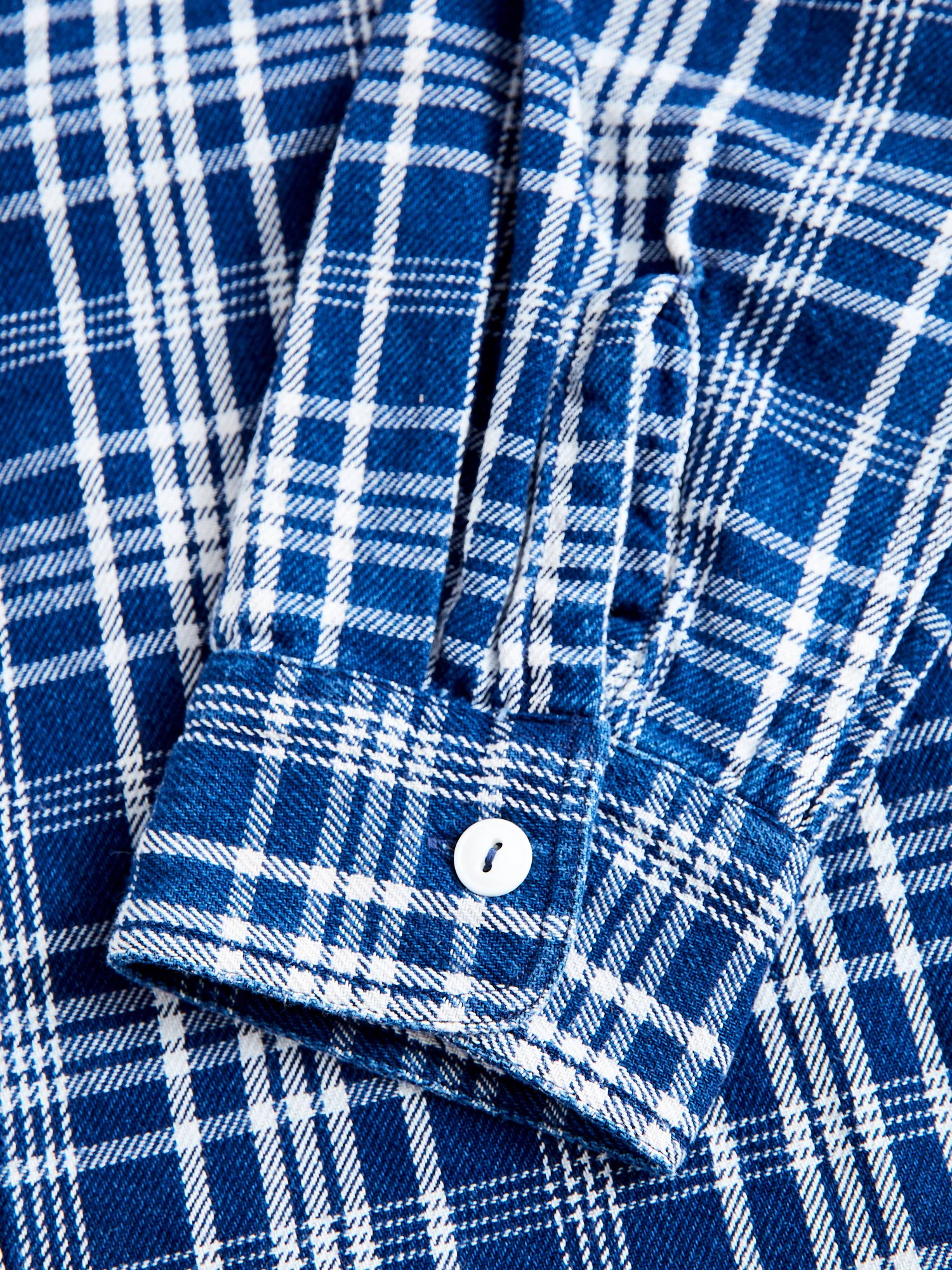 730WS Heavy Washed Flannel Shirt in Indigo Check - Image 7