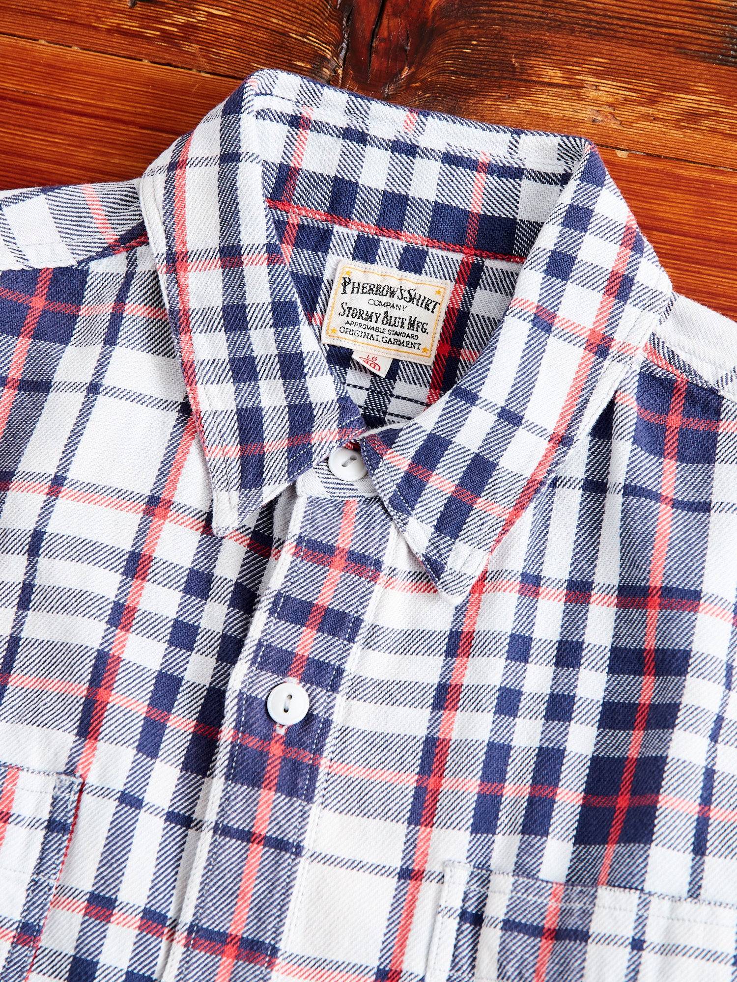 730WS Heavy Washed Flannel Shirt in White Check - Image 3
