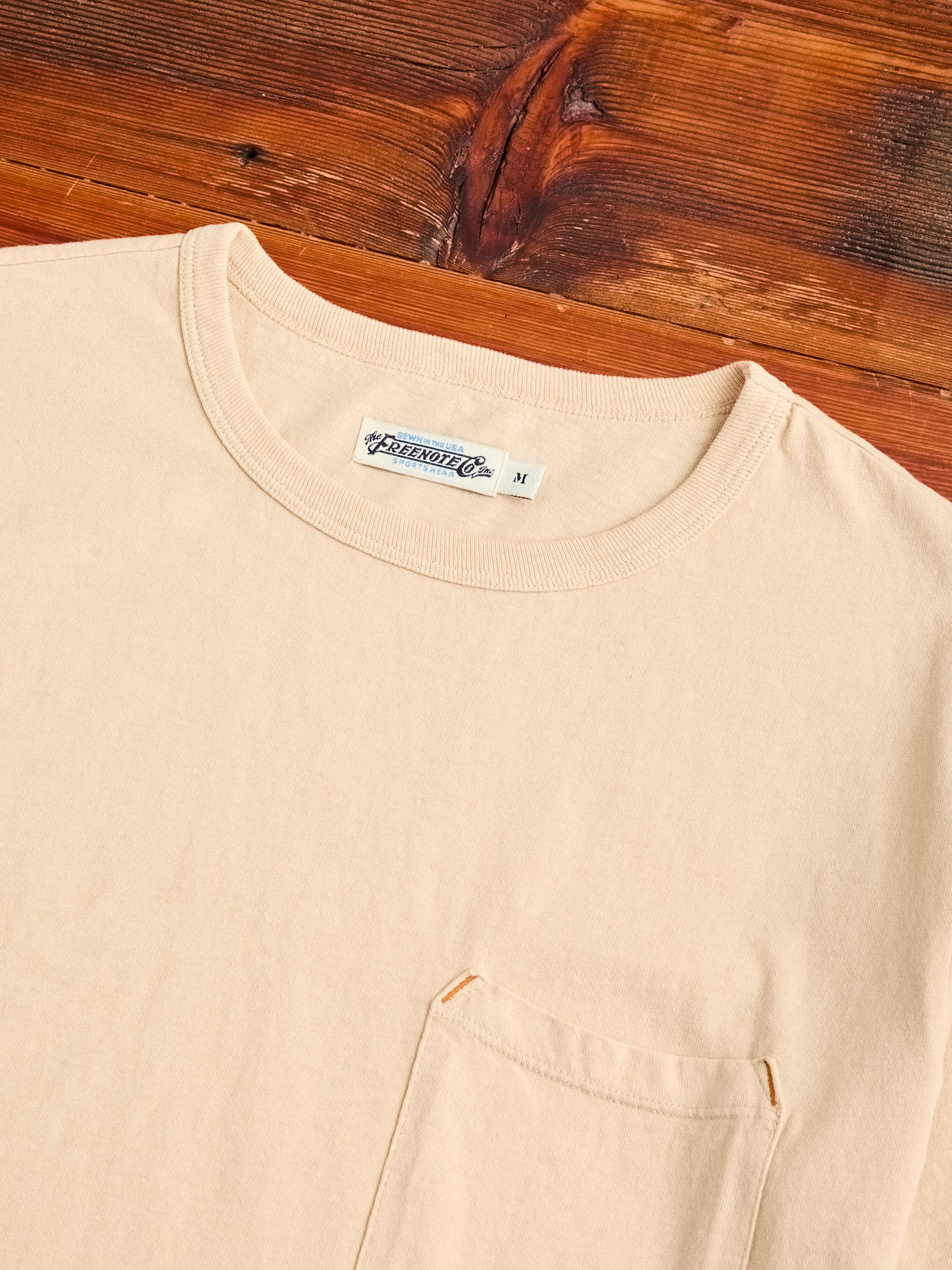 9oz Pocket T-Shirt in Cream - Image 3
