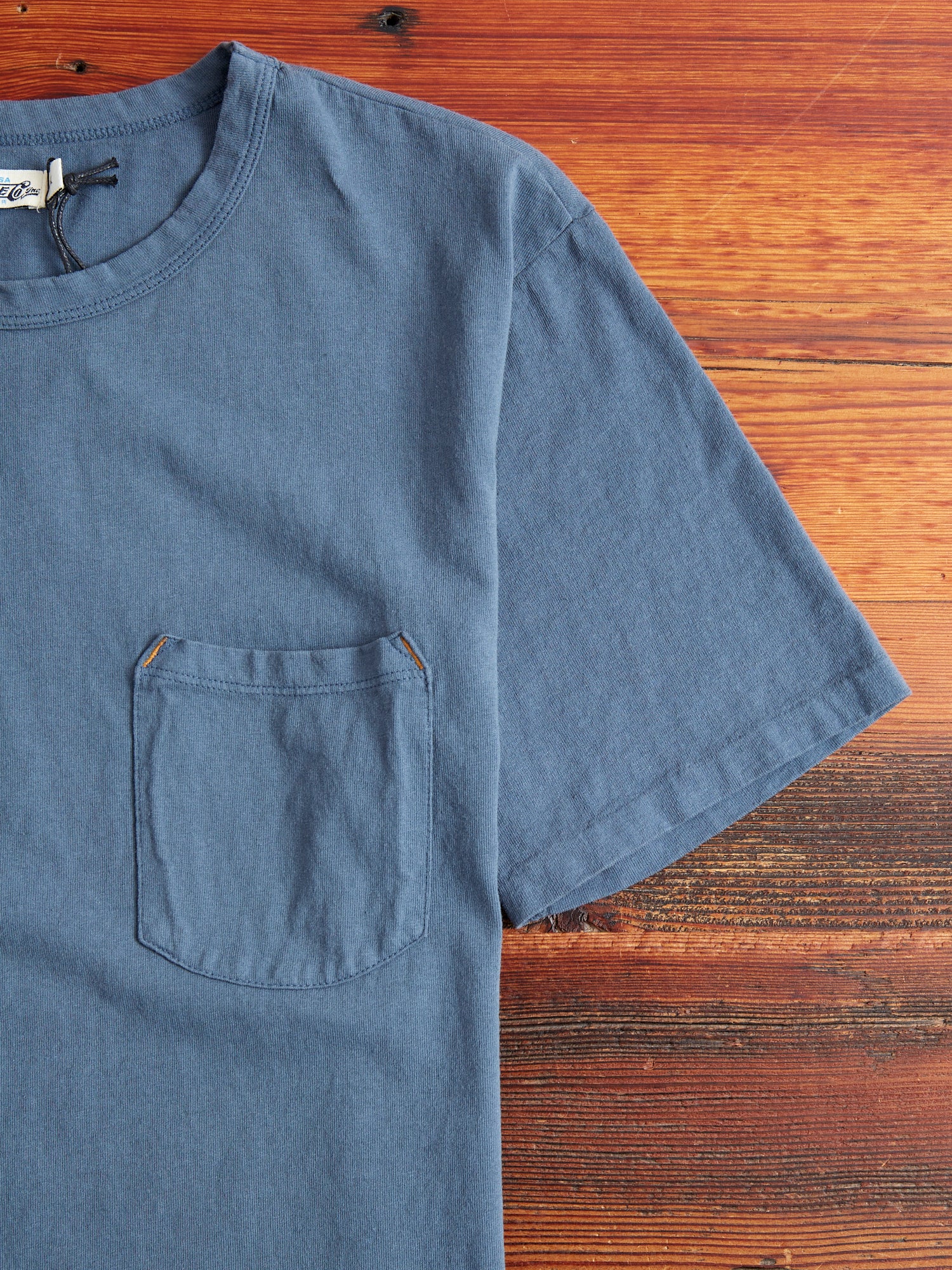 9oz Pocket T-Shirt in Faded Blue - Image 4