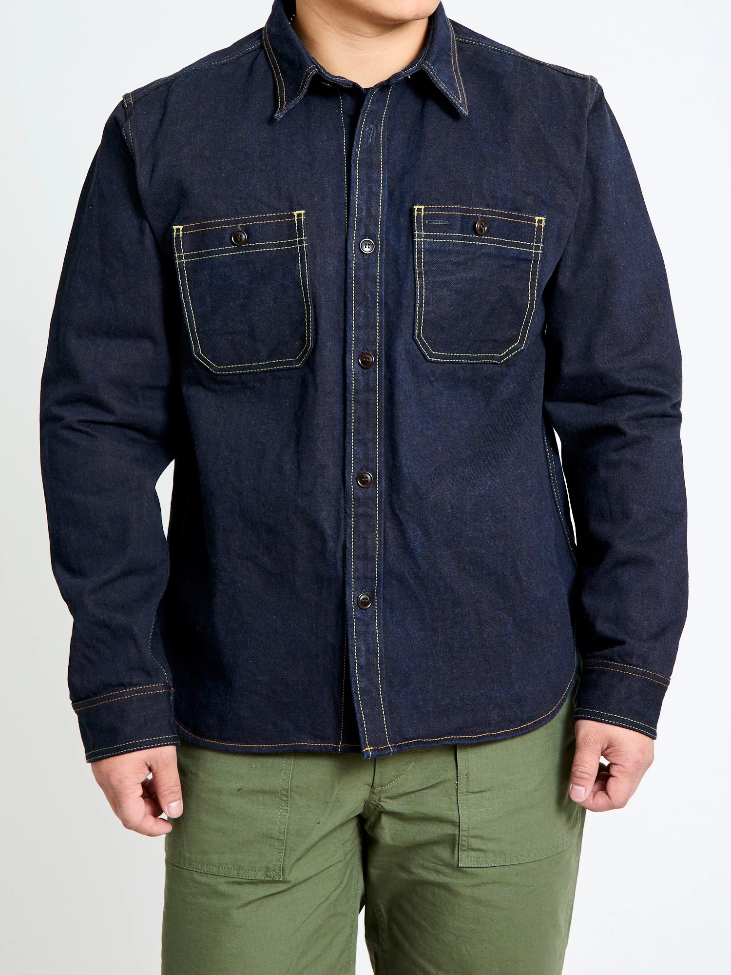 Aishibuzome Selvedge Denim Work Shirt in Indigo - Image 2
