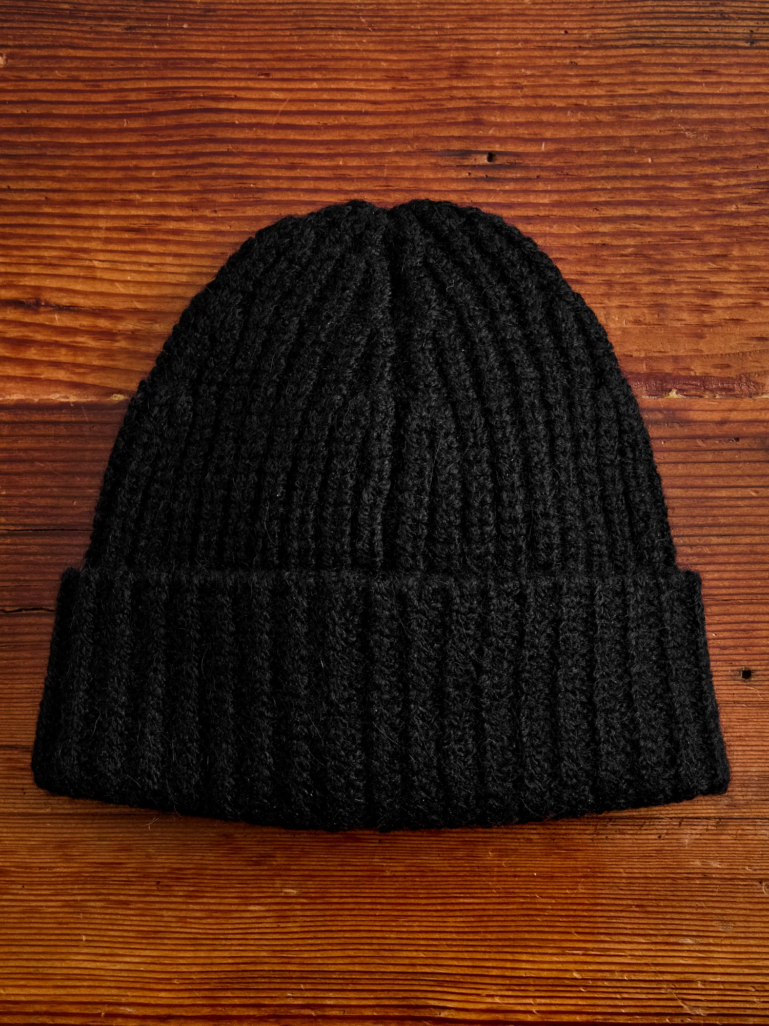 Alpaca Ribbed Watch Cap in Black - Image 3