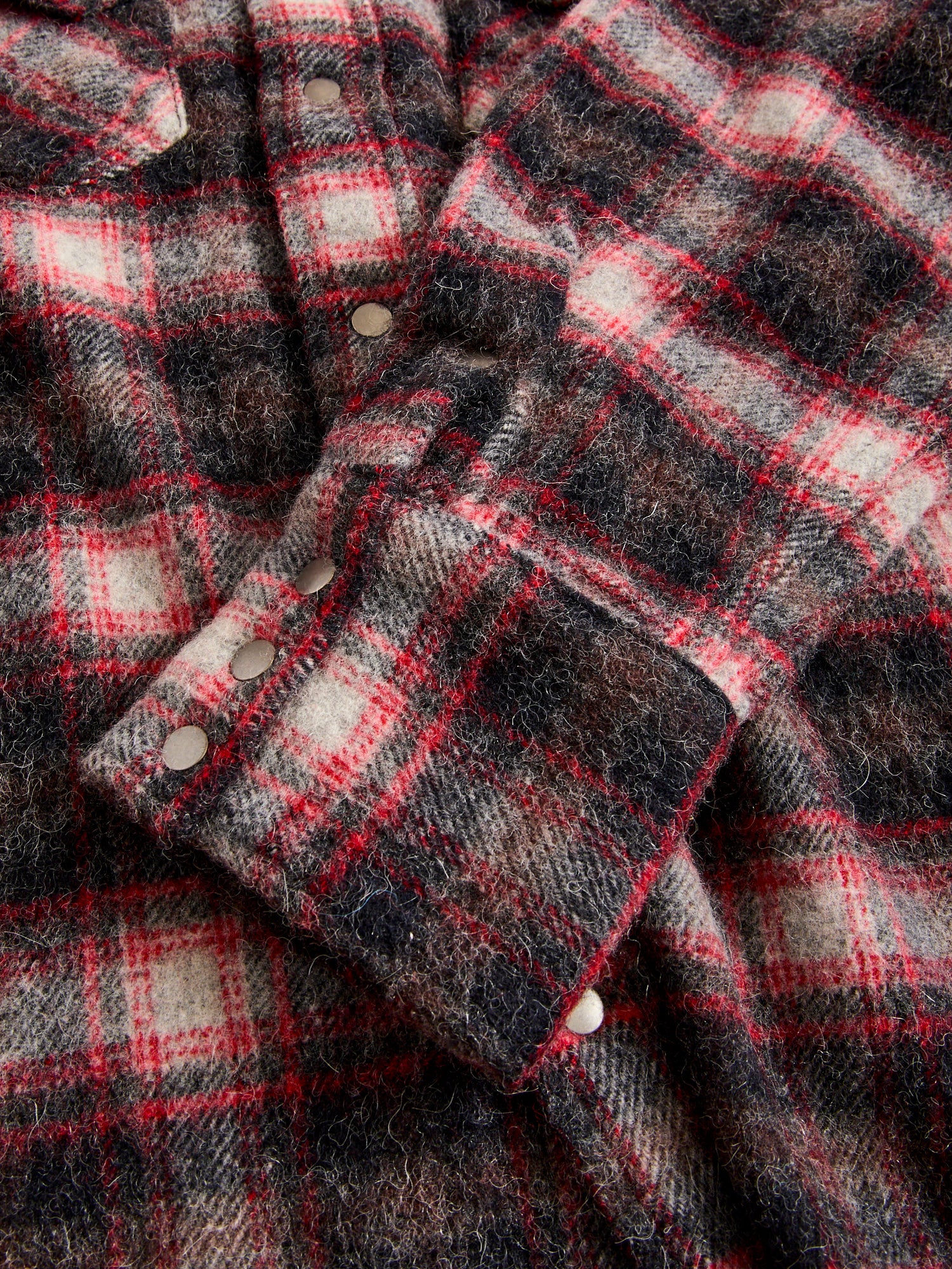 Alpaca Shaggy Western Button-Down Shirt in Black/Red - Image 6