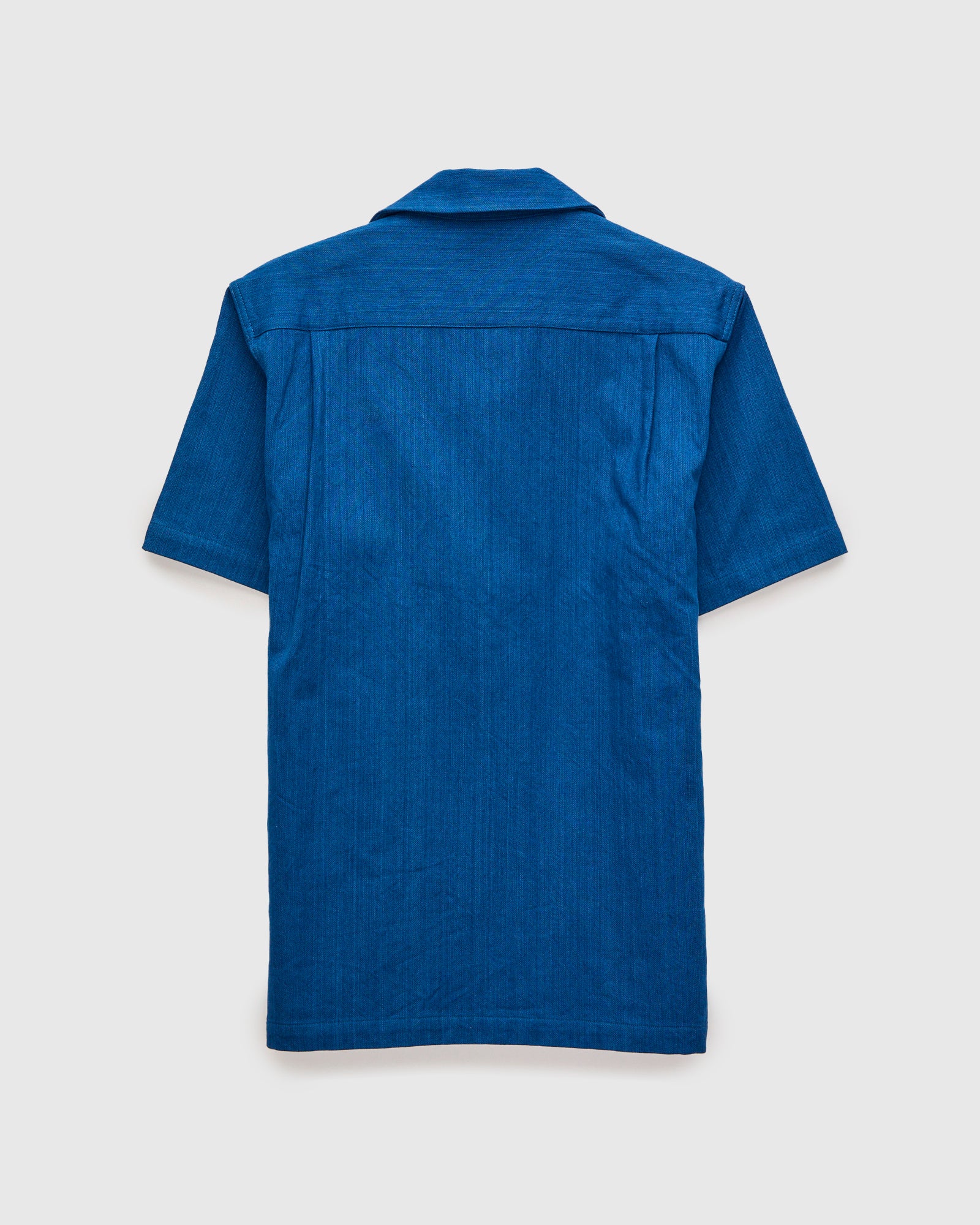 "Asagi" Herringbone Short Sleeve Shirt in Natural Indigo - Image 2