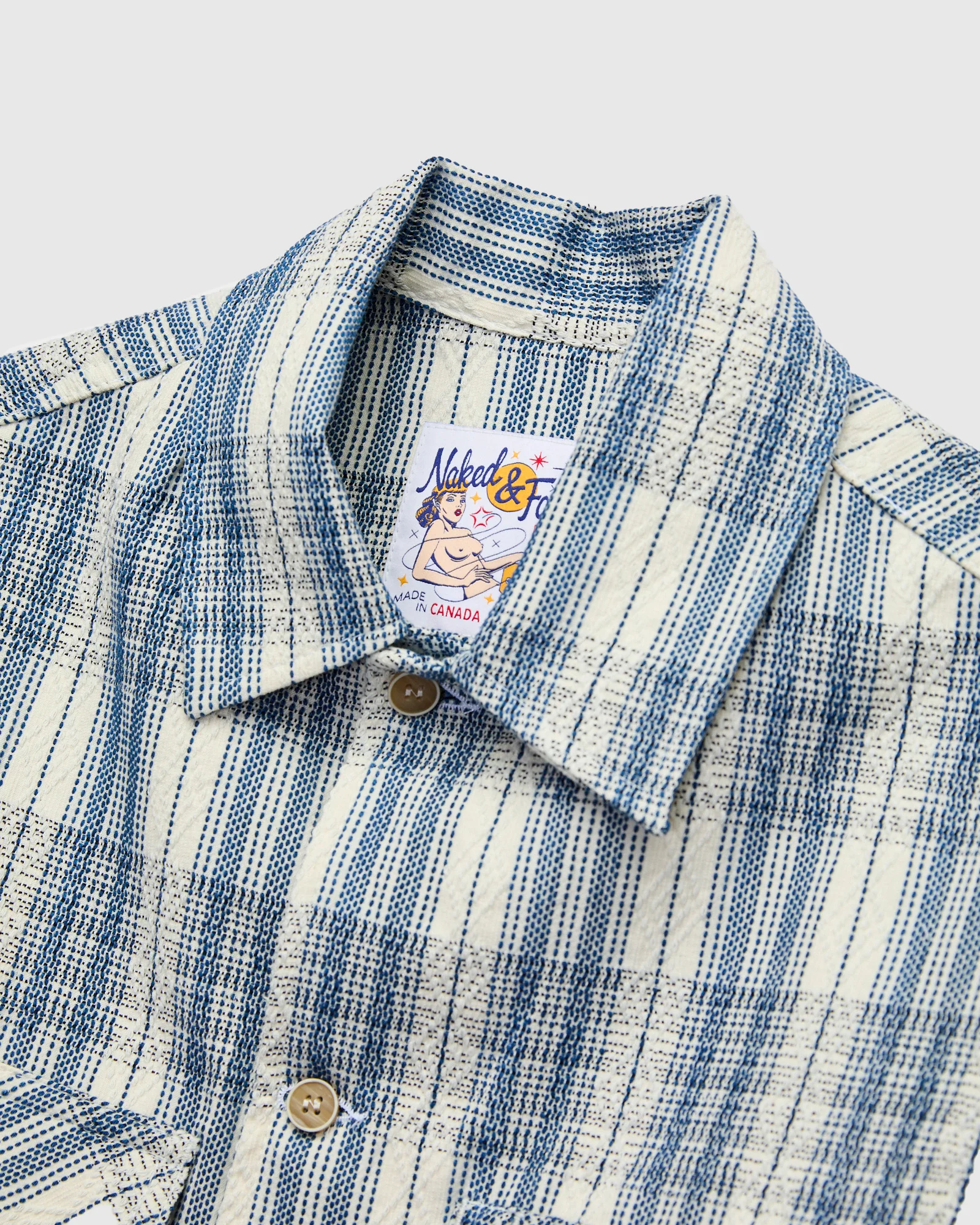 "Asagi Sashiko" Workshirt in White - Image 3